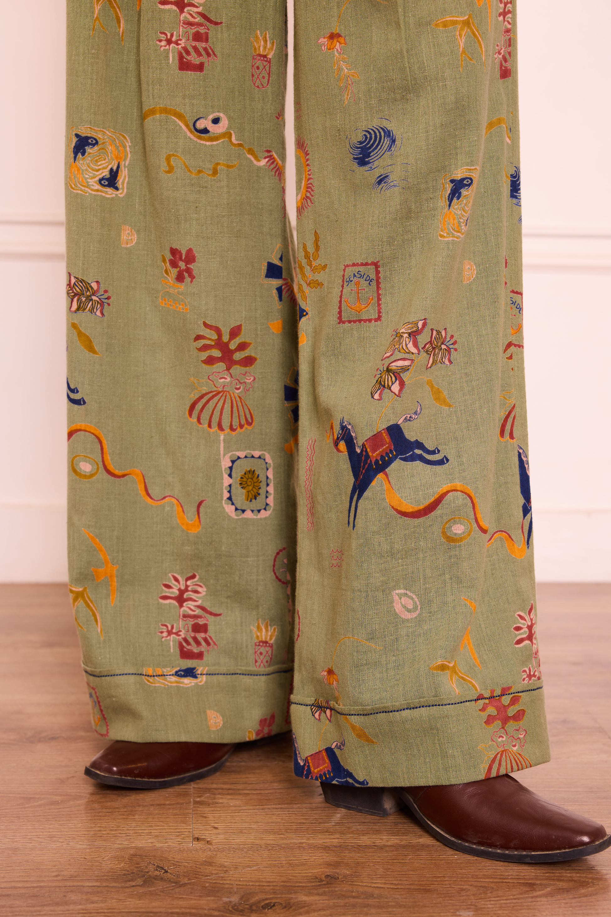 Sea Moss Handspun Handwoven Organic Cotton Trousers