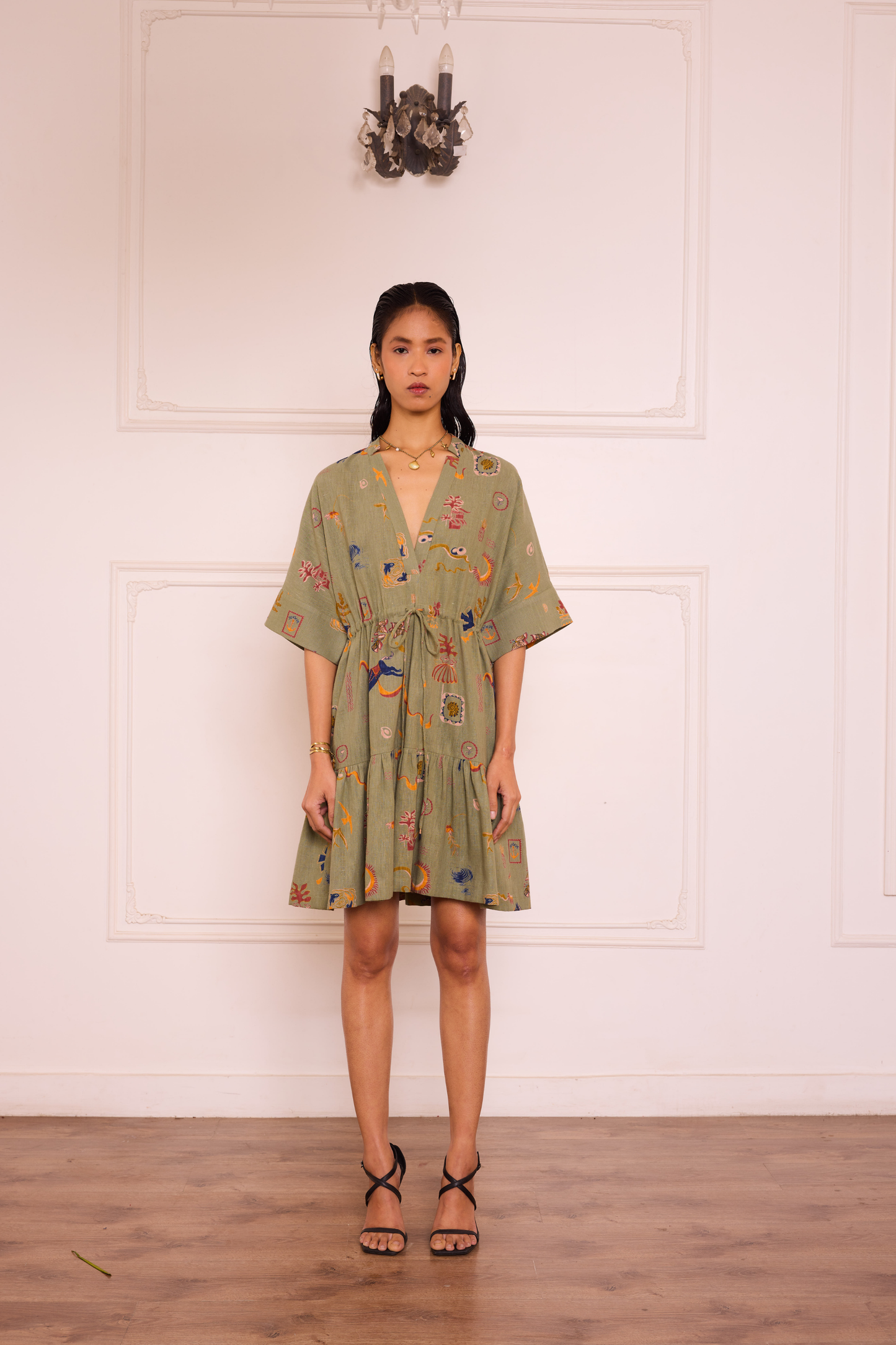 Seaside Bloom Handspun Handwoven Organic Cotton Dress