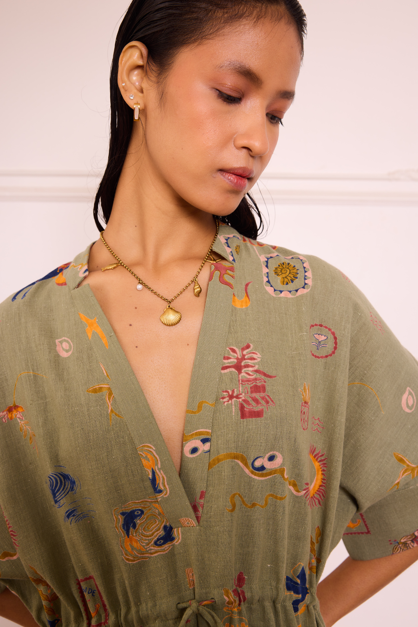 Seaside Bloom Handspun Handwoven Organic Cotton Dress