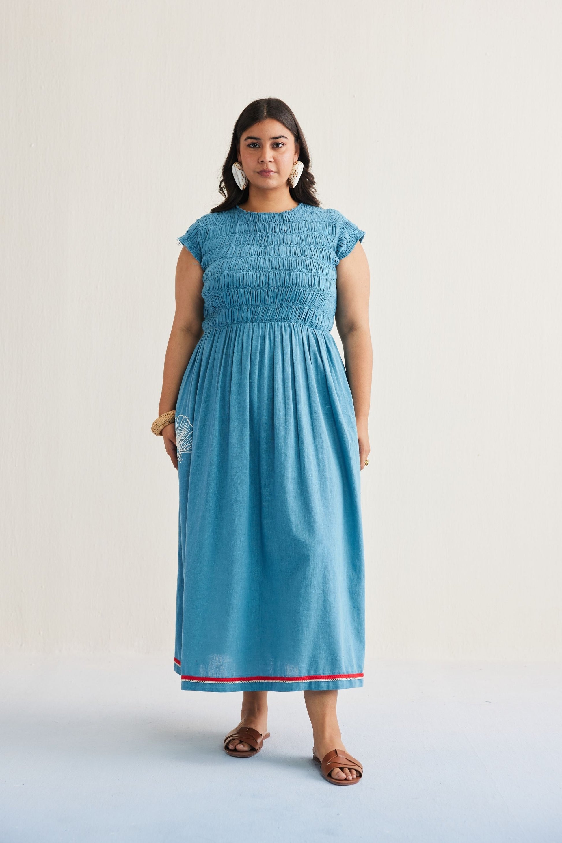kala cotton dress Doree Dress in Handwoven Kala Cotton Navy