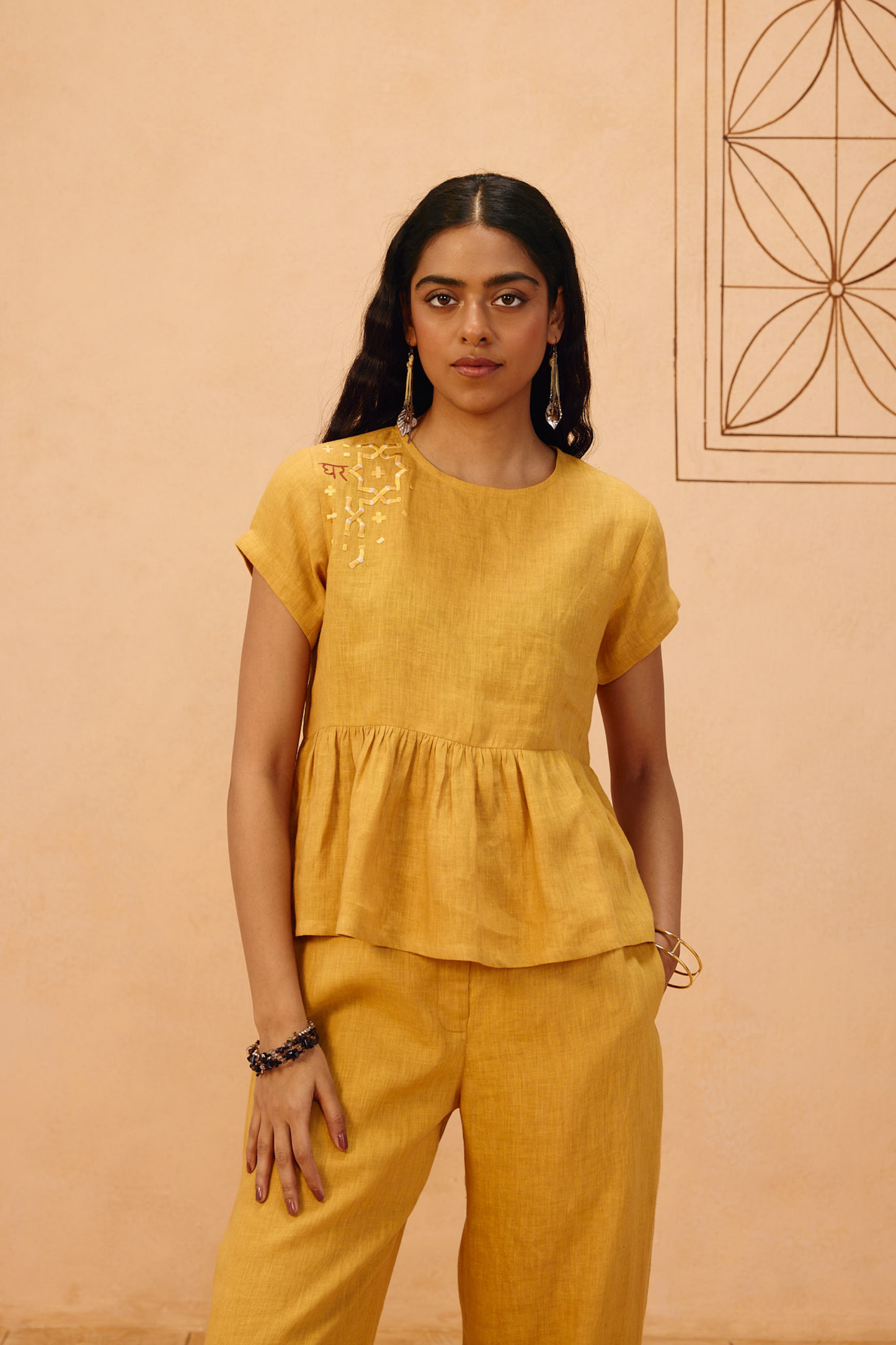 The Ghar Linen Peplum Top