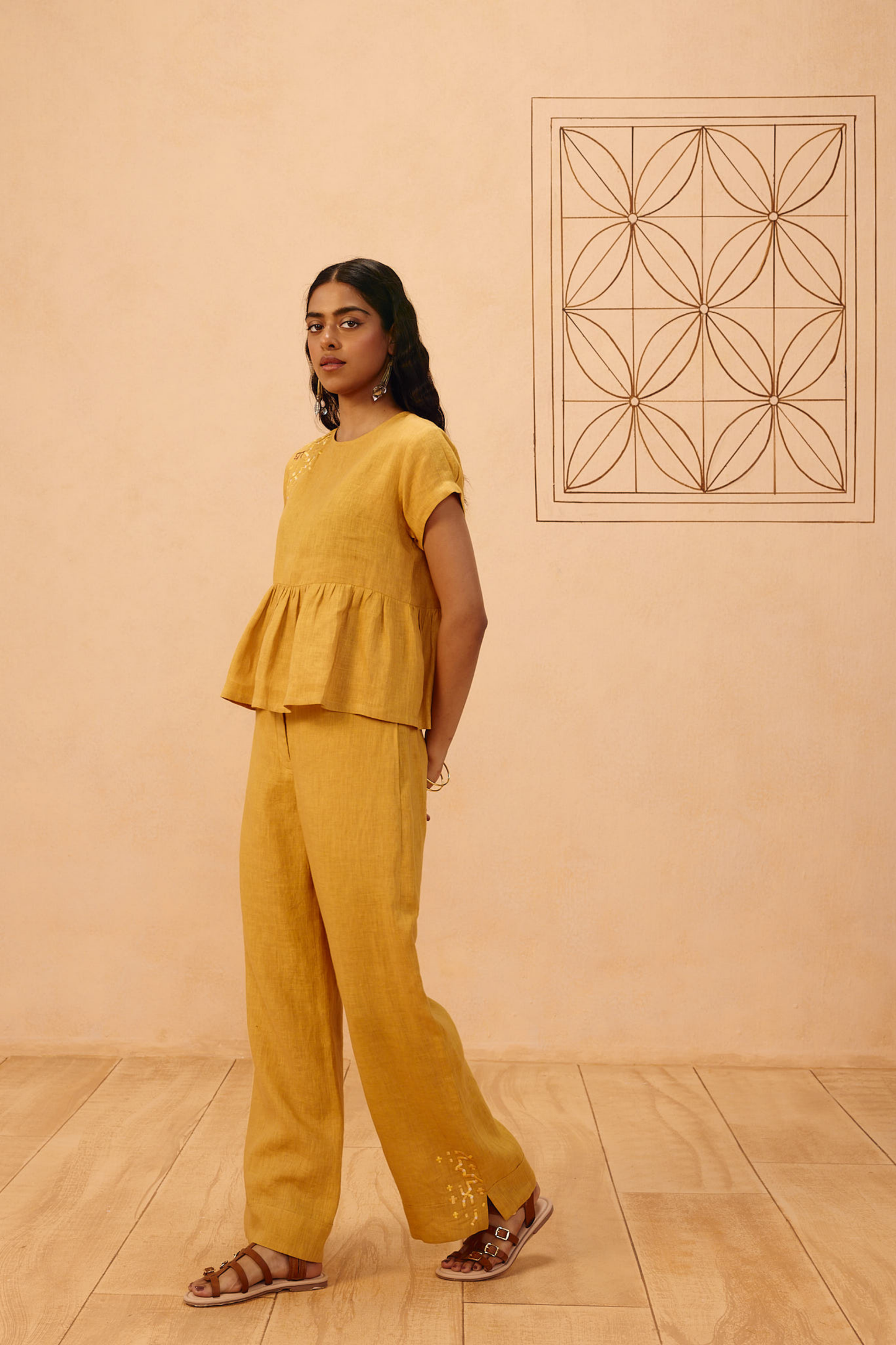 The Ghar Linen Peplum Top