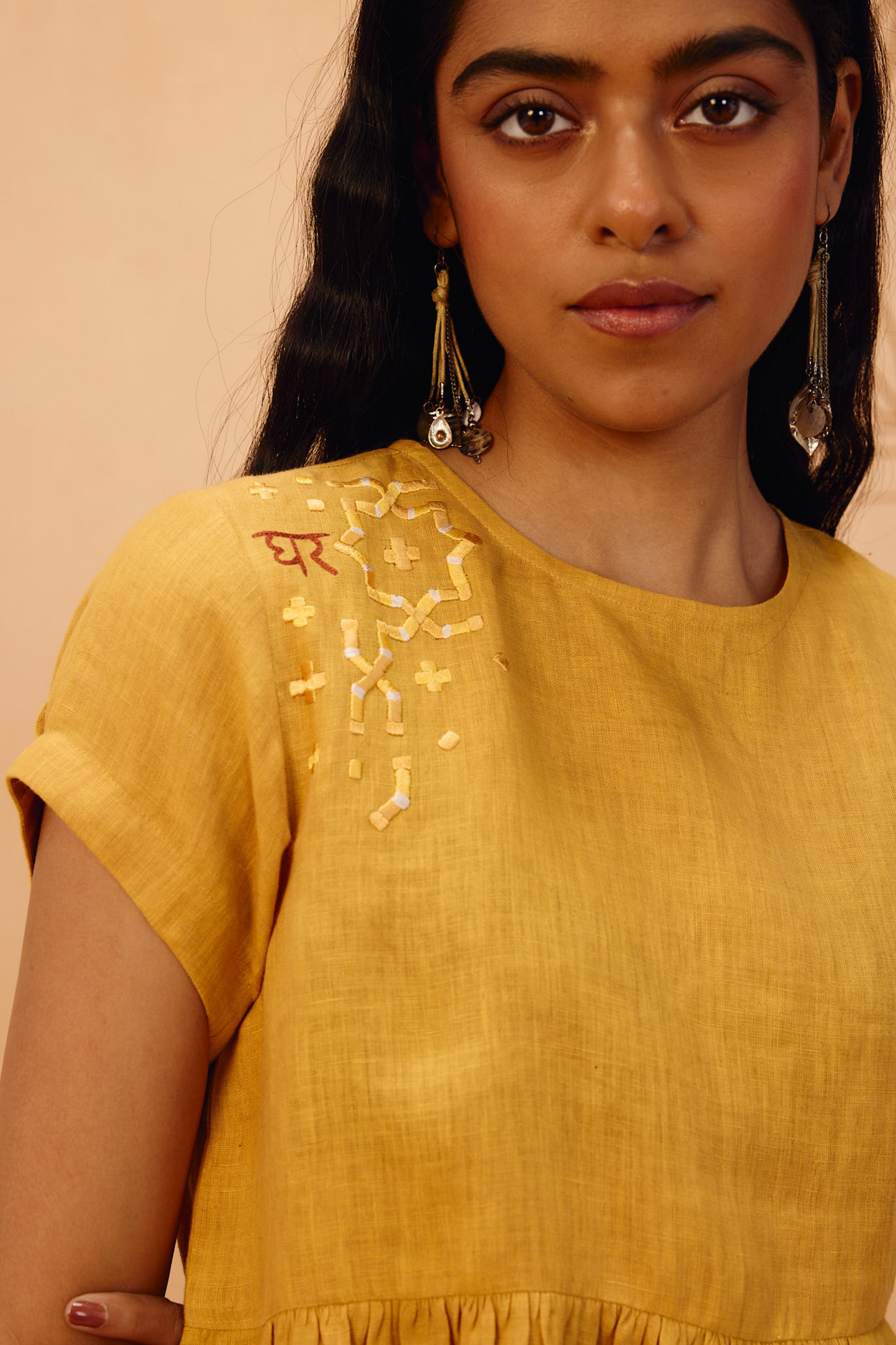 The Ghar Linen Peplum Top