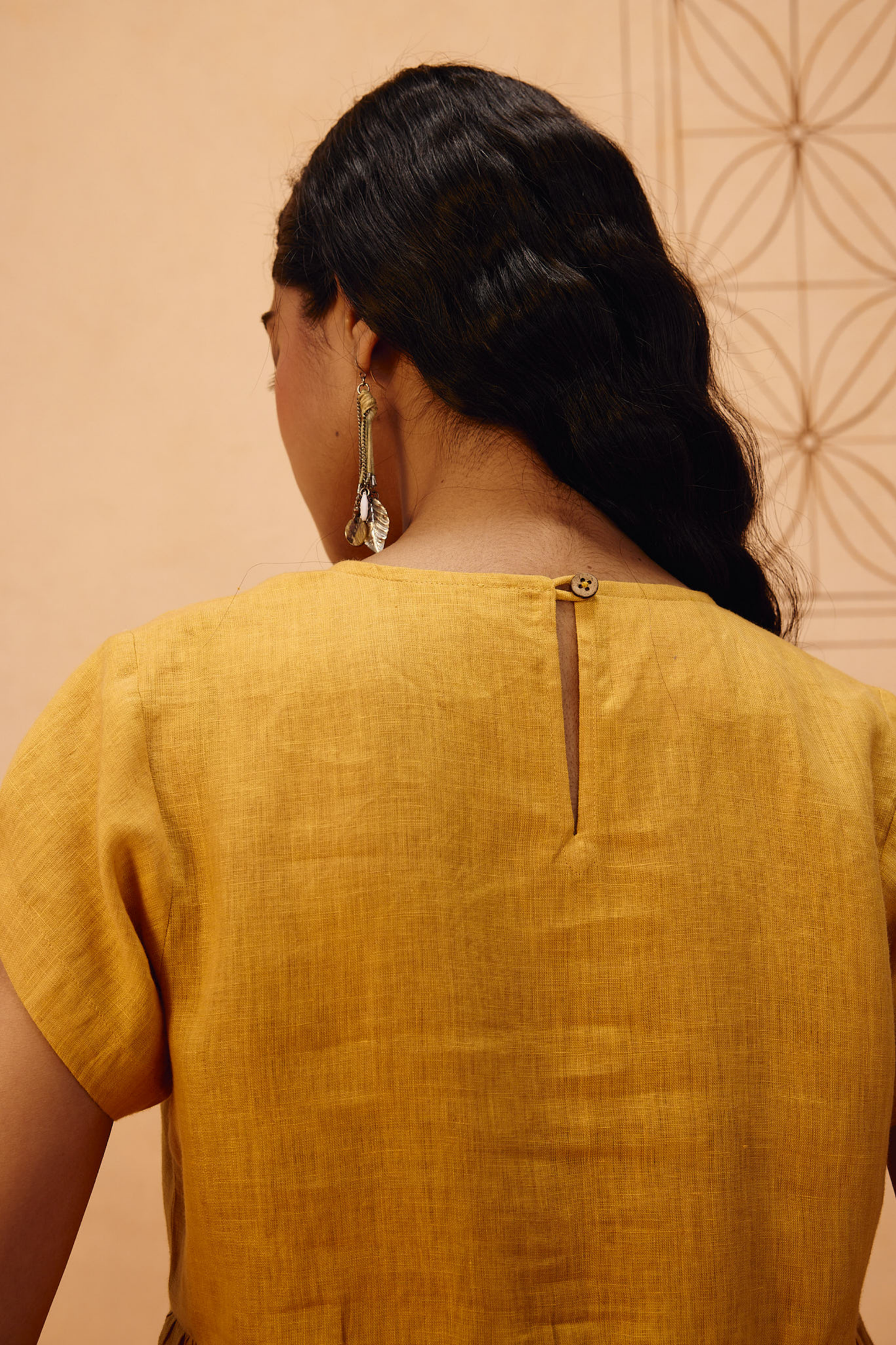 The Ghar Linen Peplum Top