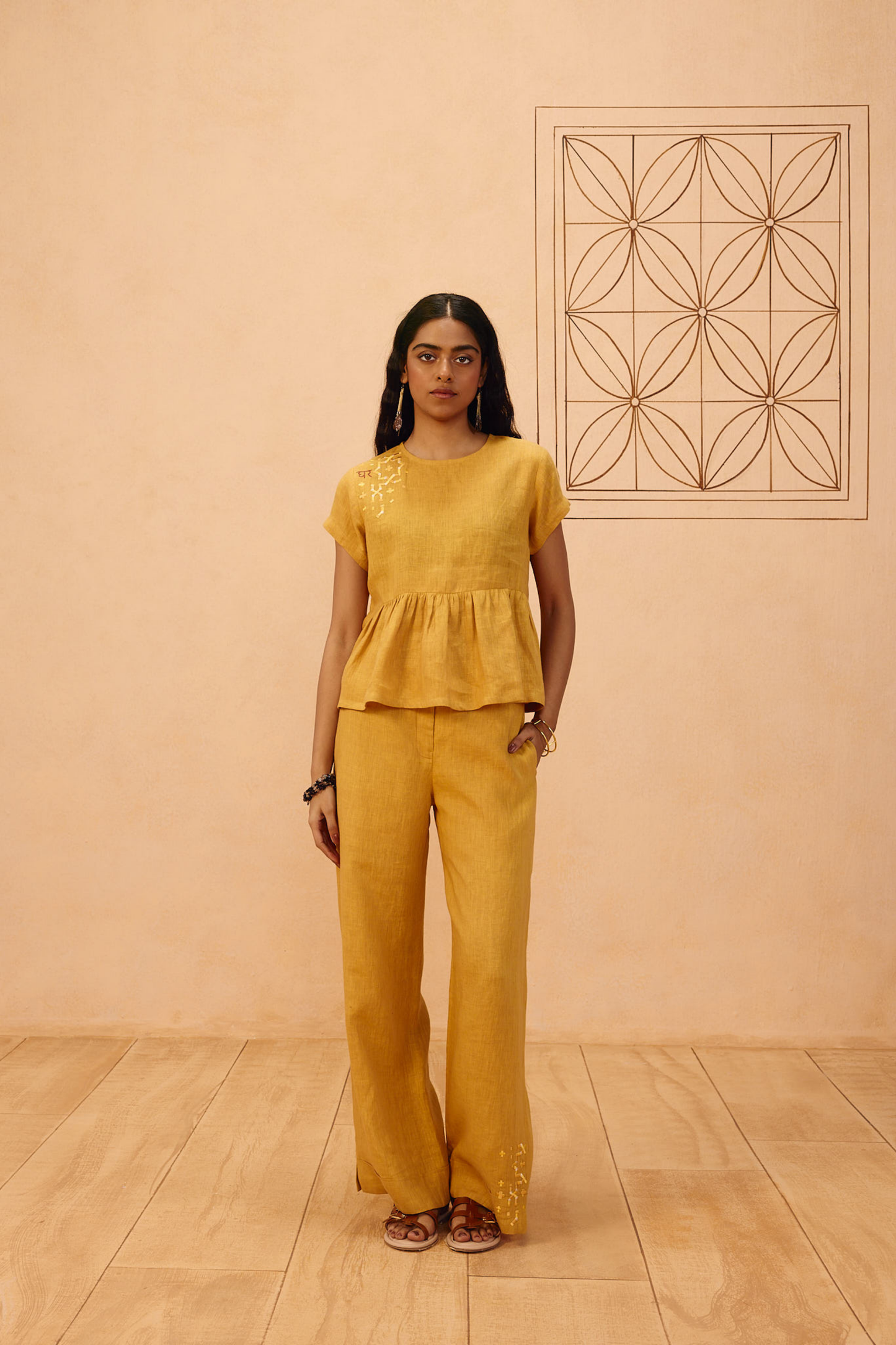 The Ghar Linen Peplum Top
