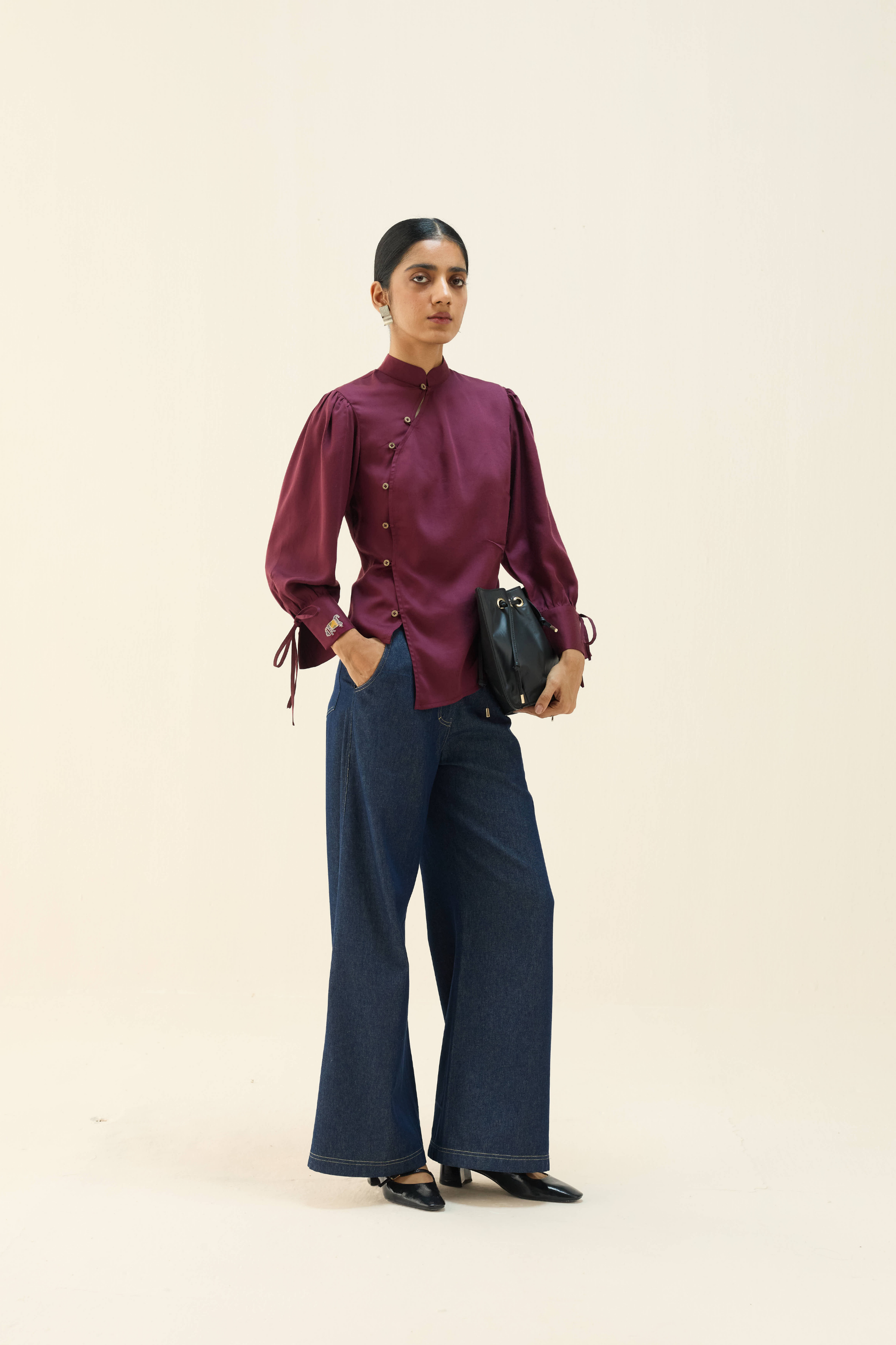 The Plum Cheongsam Tencel Top