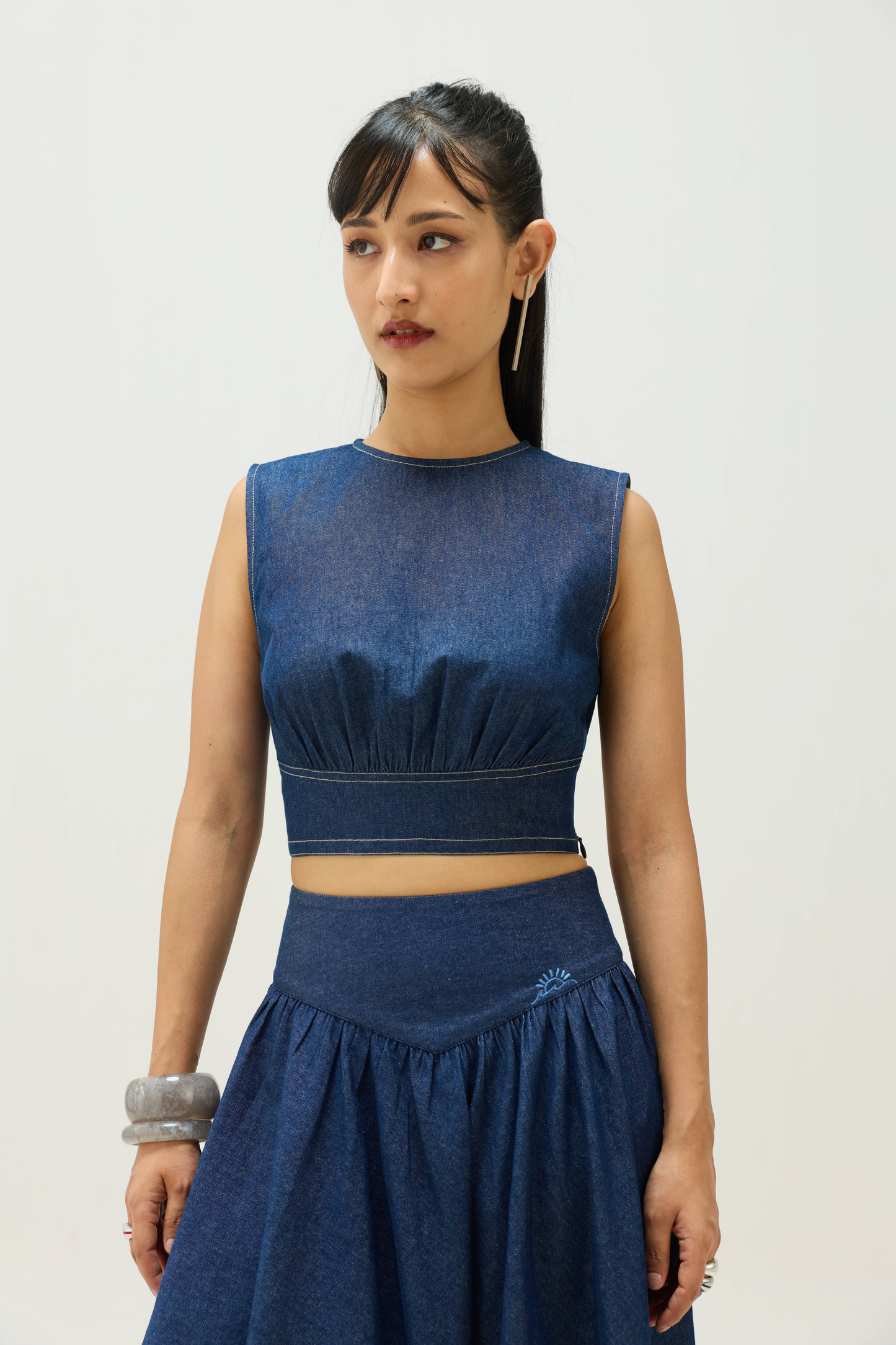 Twilight Sea Sustainable Denim Crop Top