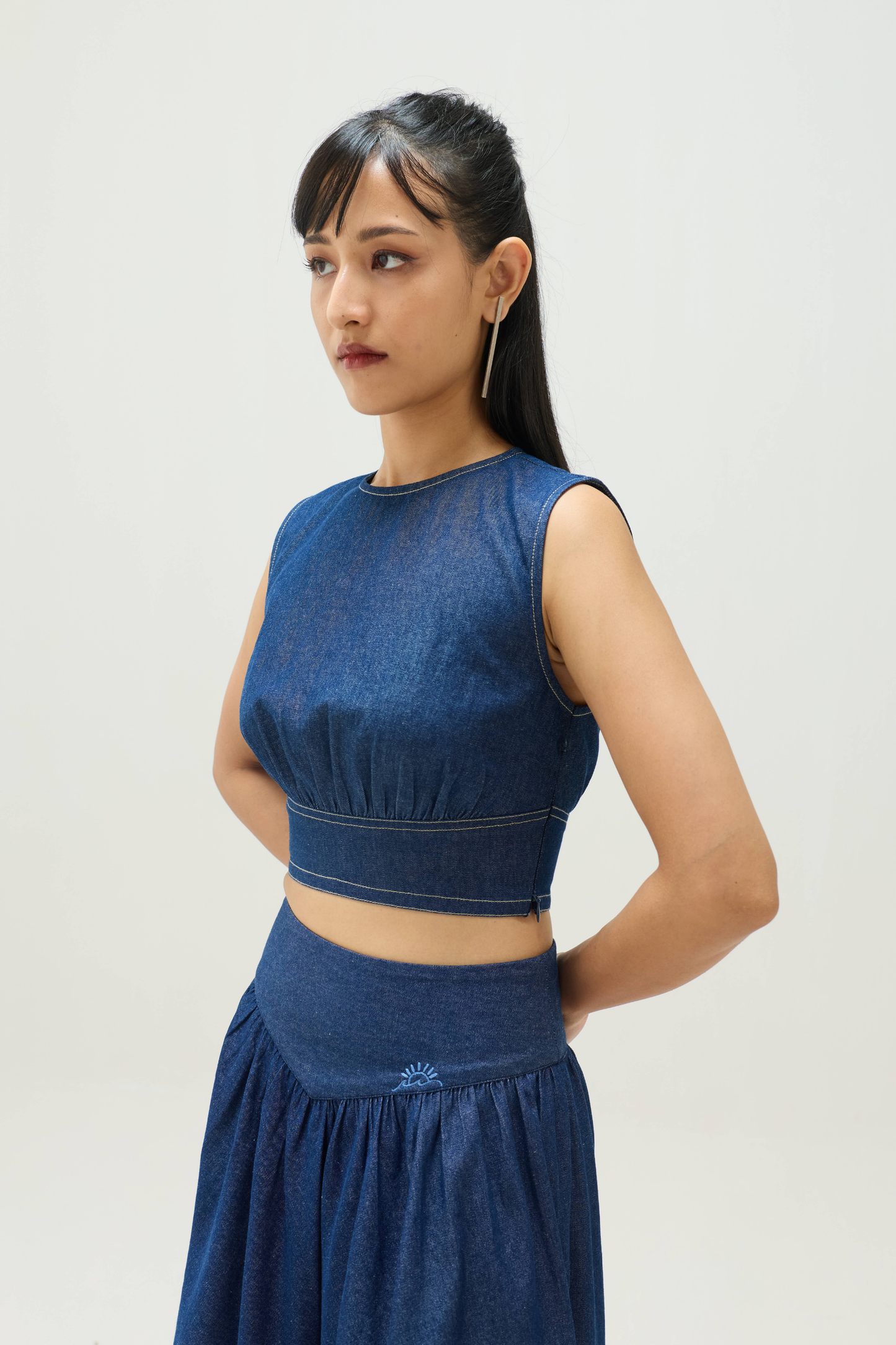 Twilight Sea Sustainable Denim Crop Top