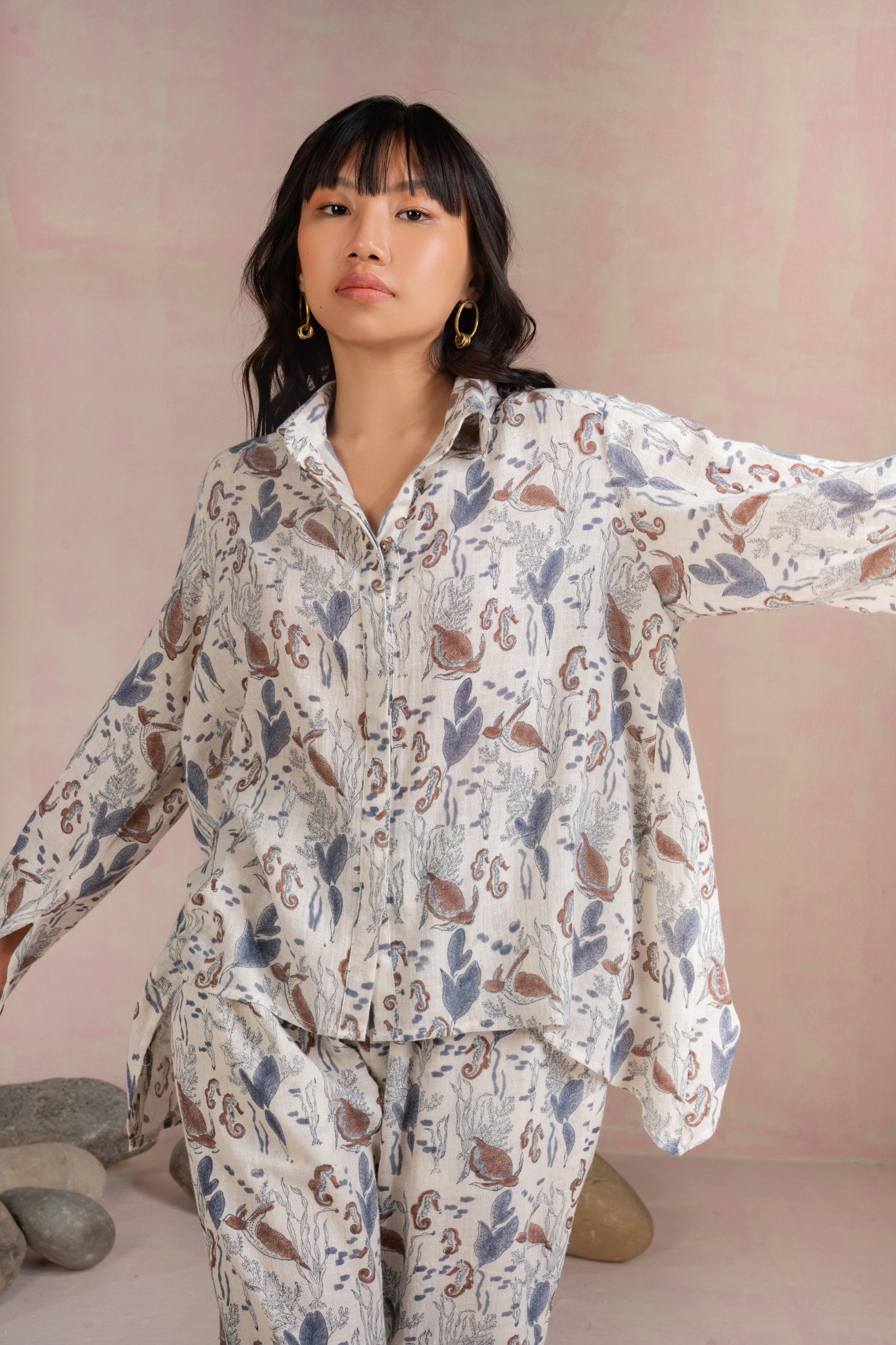 Under The Sea handspun handwoven organic cotton shirt