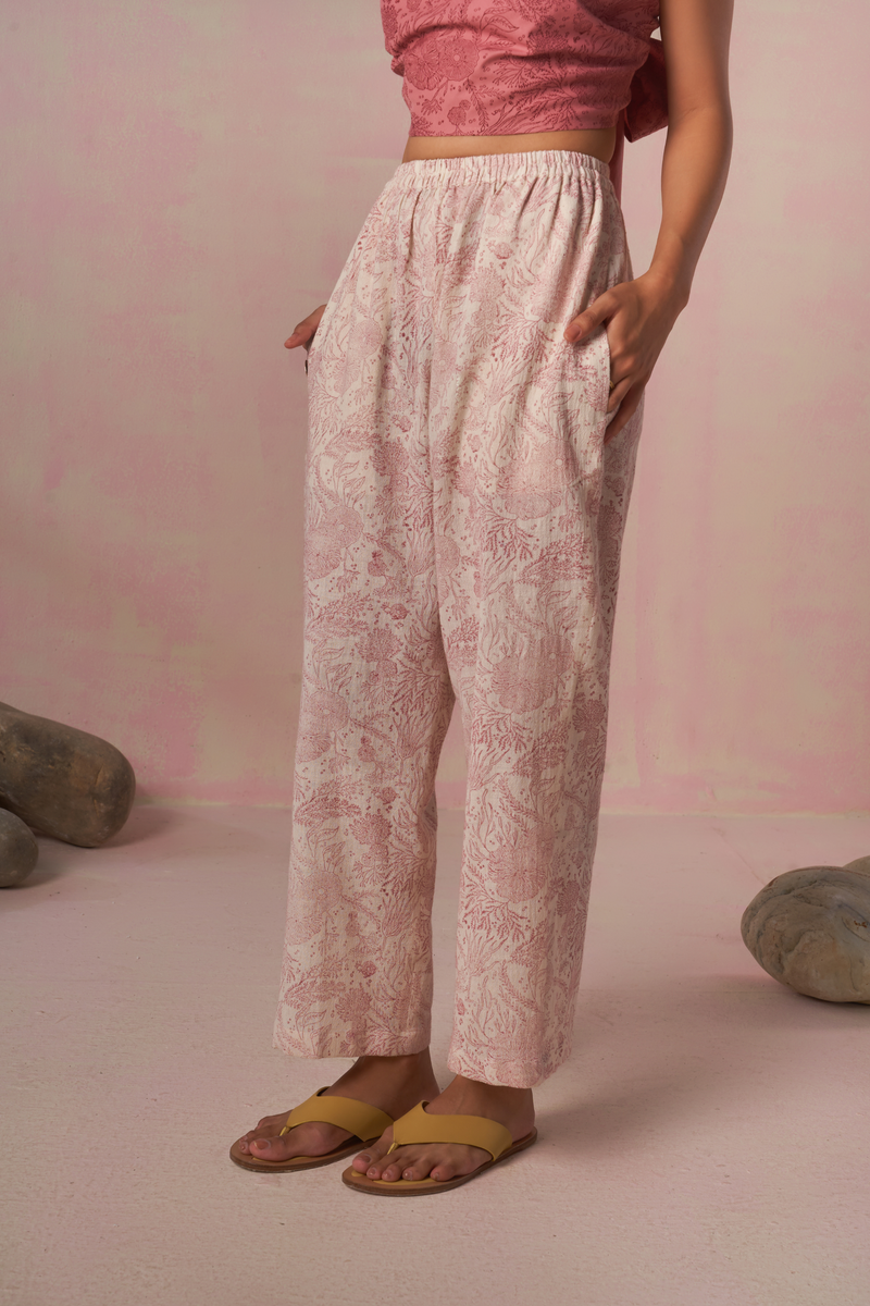 The Coral handspun handwoven organic cotton relaxed trousers