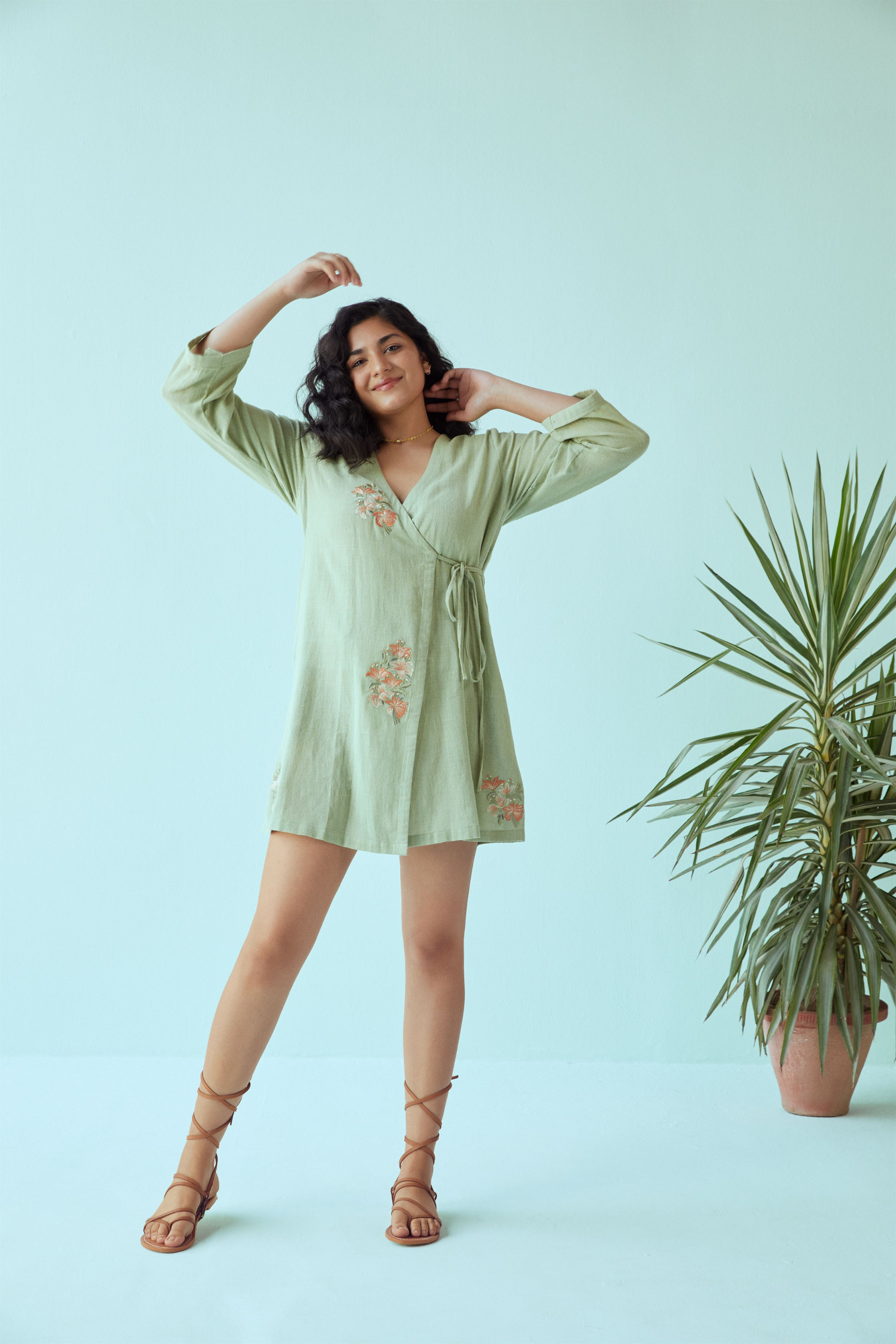 Endless summer handwoven organic cotton wrap dress