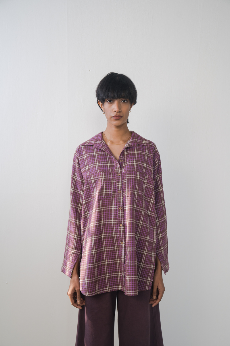 Purple Fields handwoven organic cotton shirt