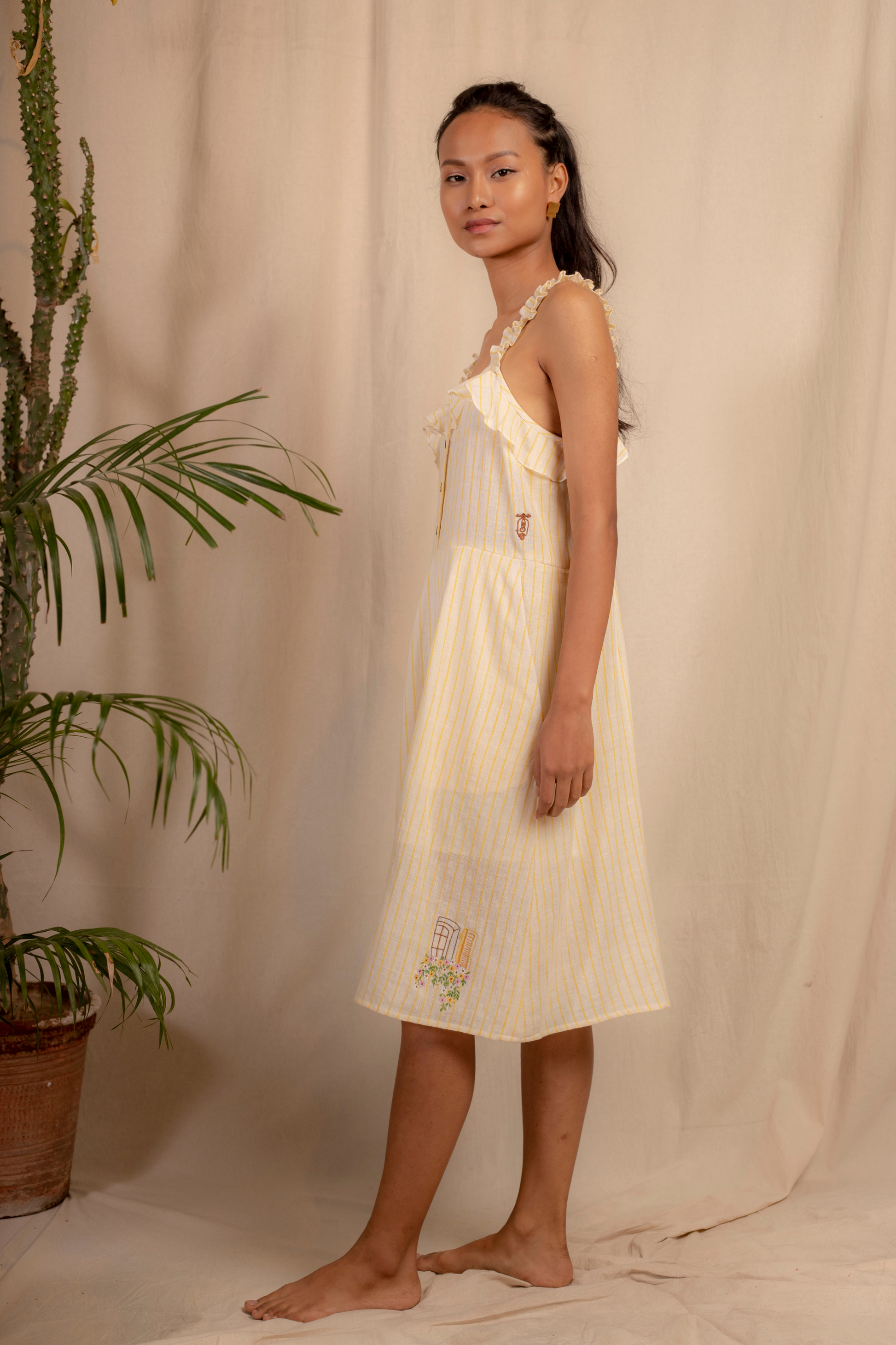  Sui | ANACAPRI embroidered handwoven organic cotton strappy shift dress from Granita Summer Collection 2019