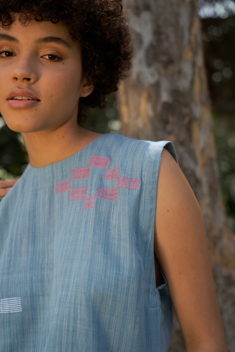 Blue Weaves handwoven top