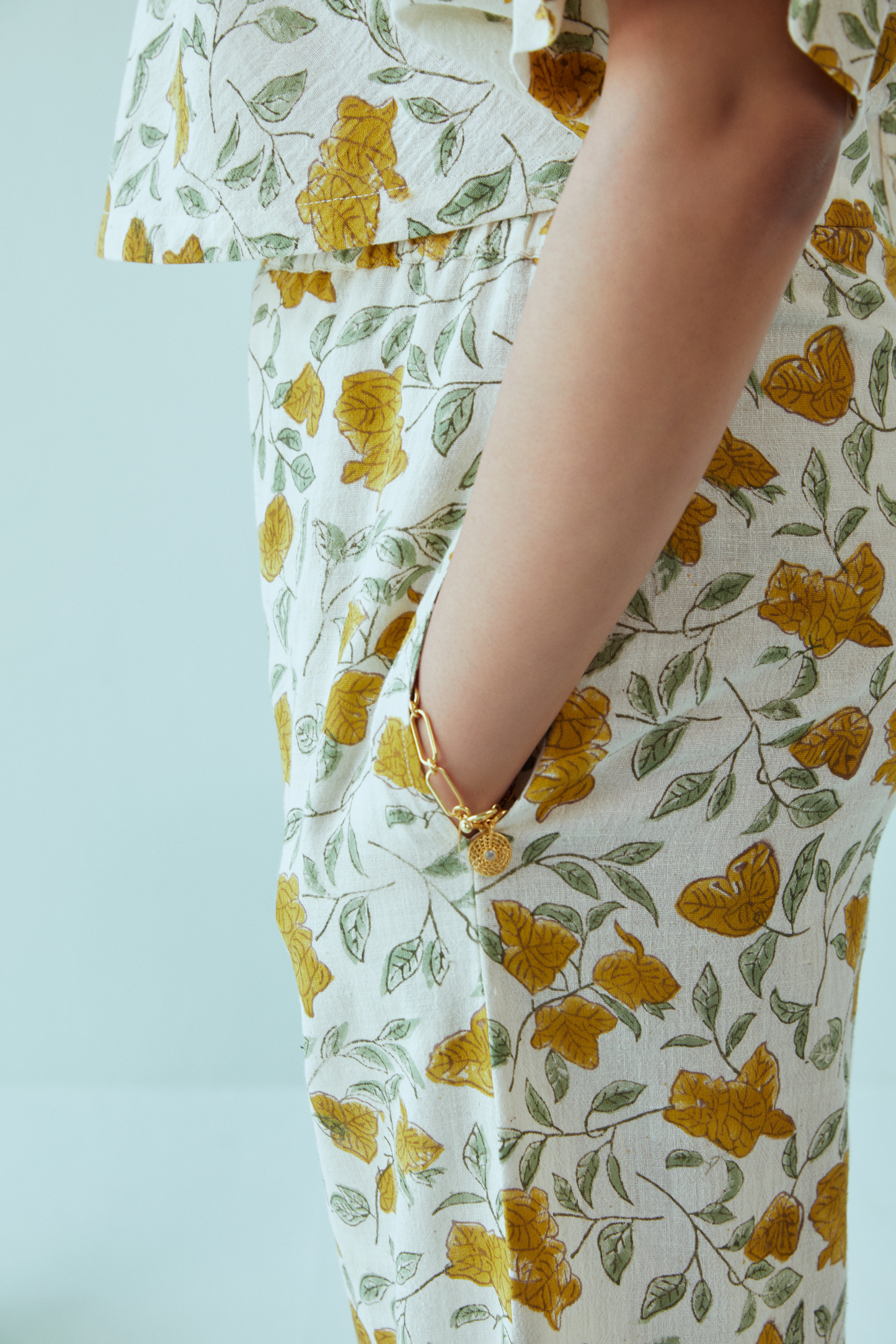 Bougainvillea Blooms handwoven organic cotton trousers