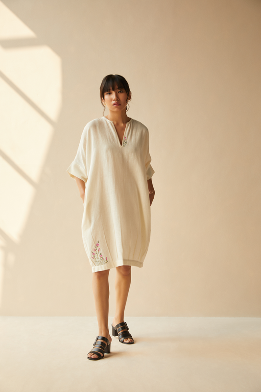 Checkerbloom relxed fit handwoven organic cotton dress