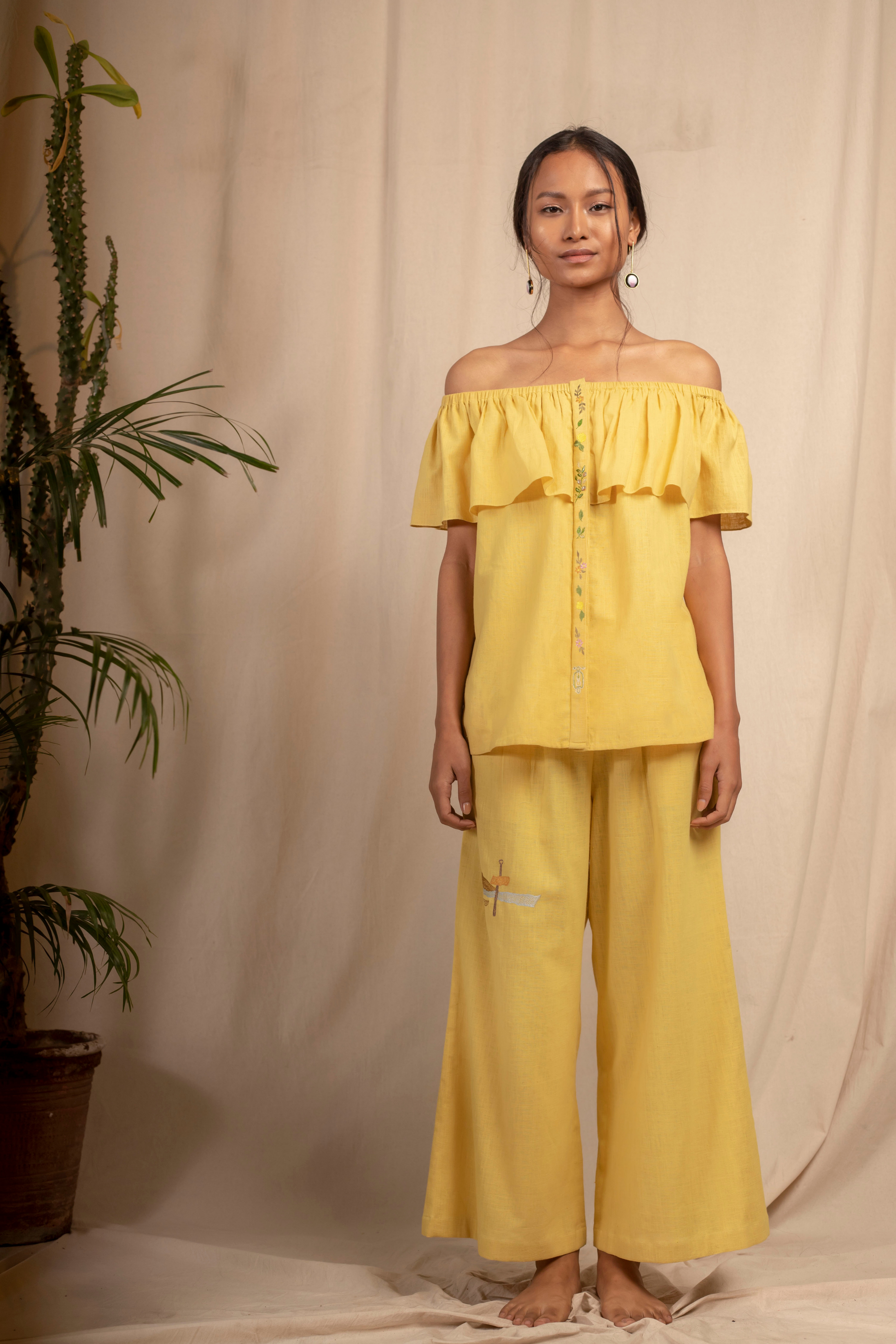 Dal porto organic cotton yellow palazzo
