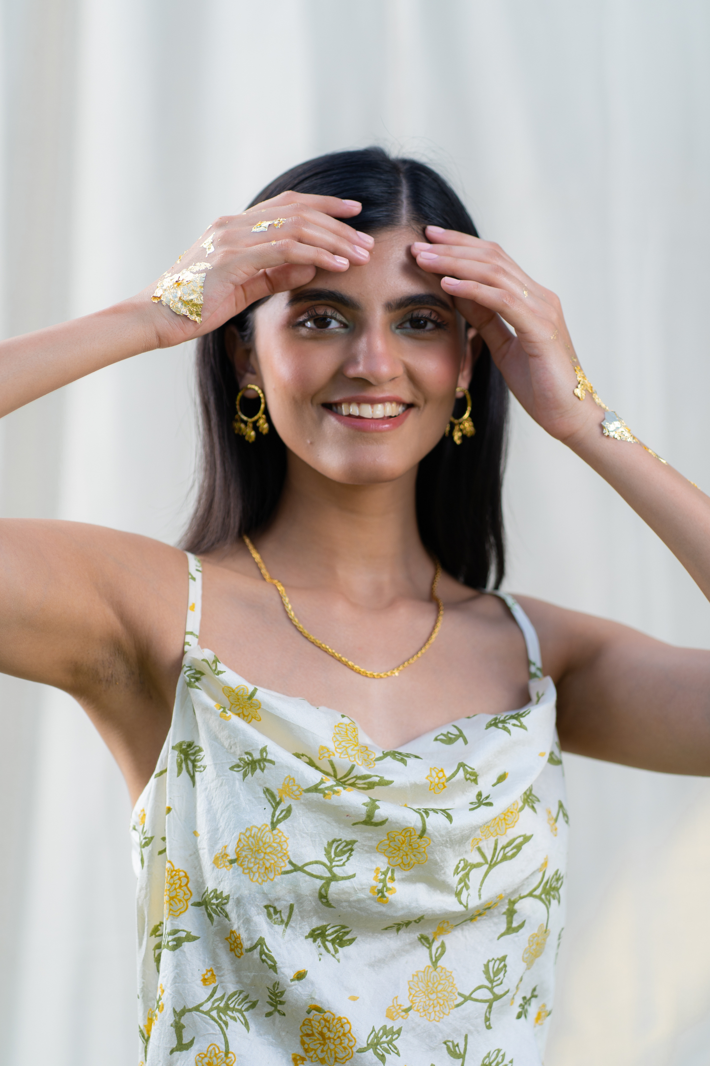 Dancing in Dahlias silk slip dress