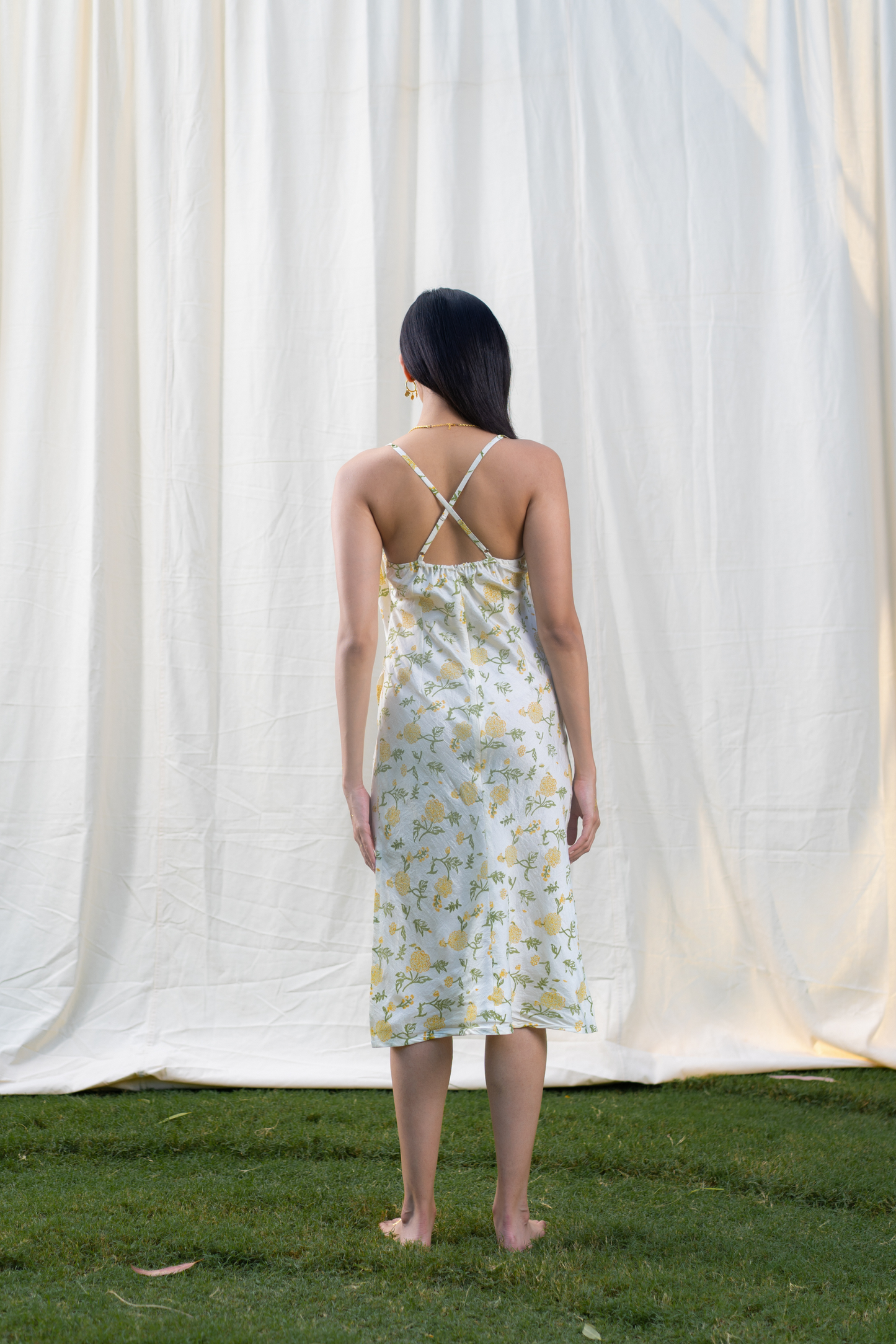 Dancing in Dahlias silk slip dress