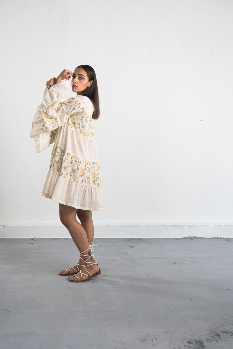 Dreaming of Dahlias handwoven organic cotton dress
