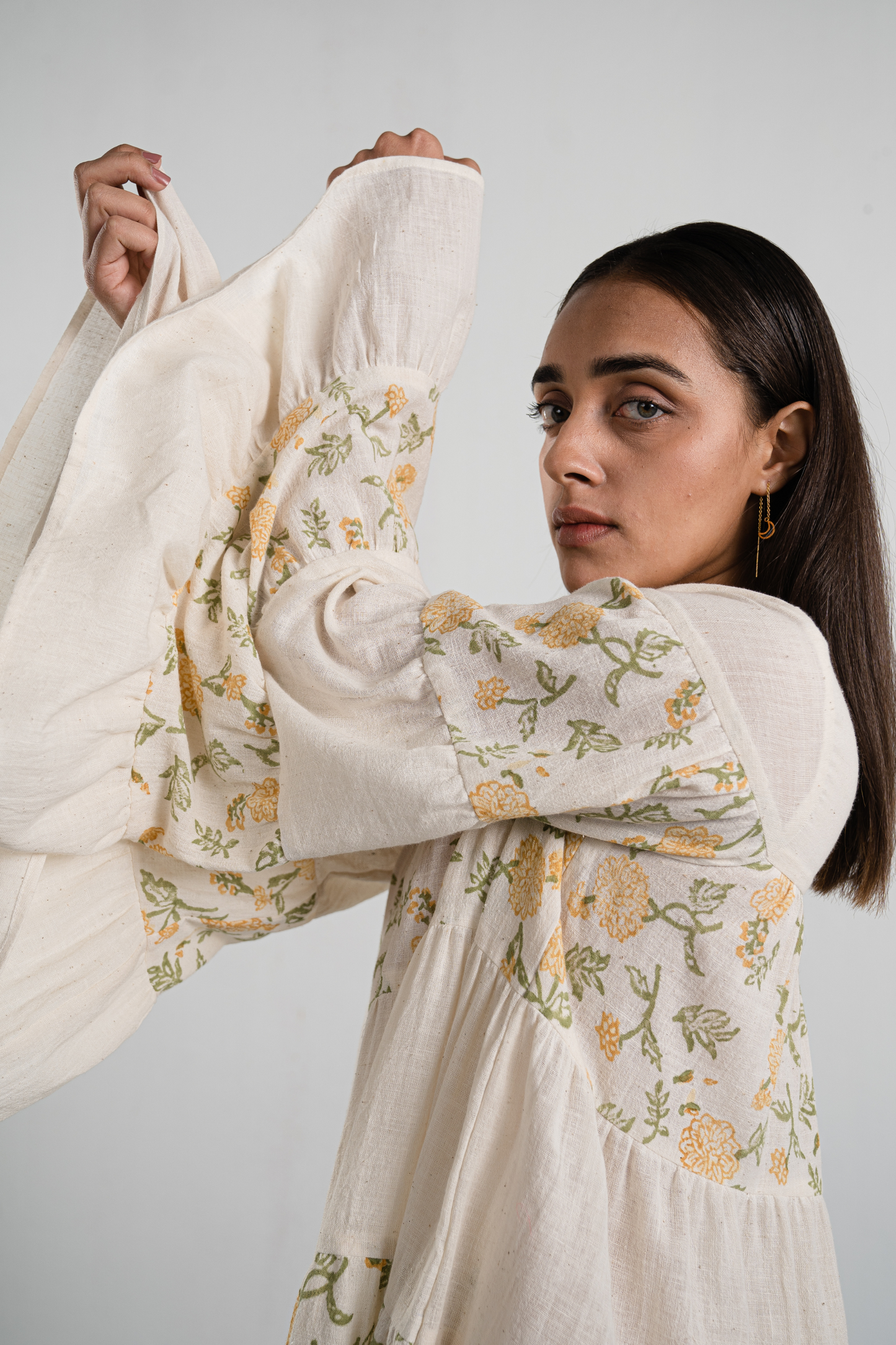Dreaming of Dahlias handwoven organic cotton dress
