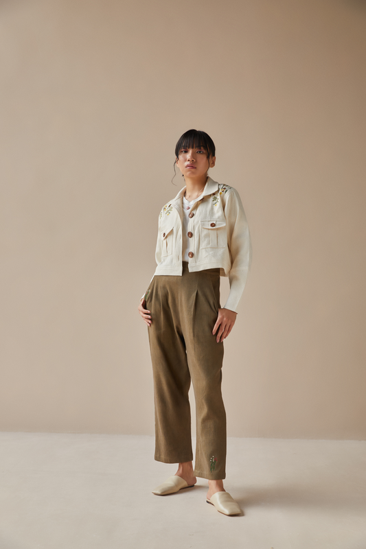 Evergreen handwoven organic cotton trousers