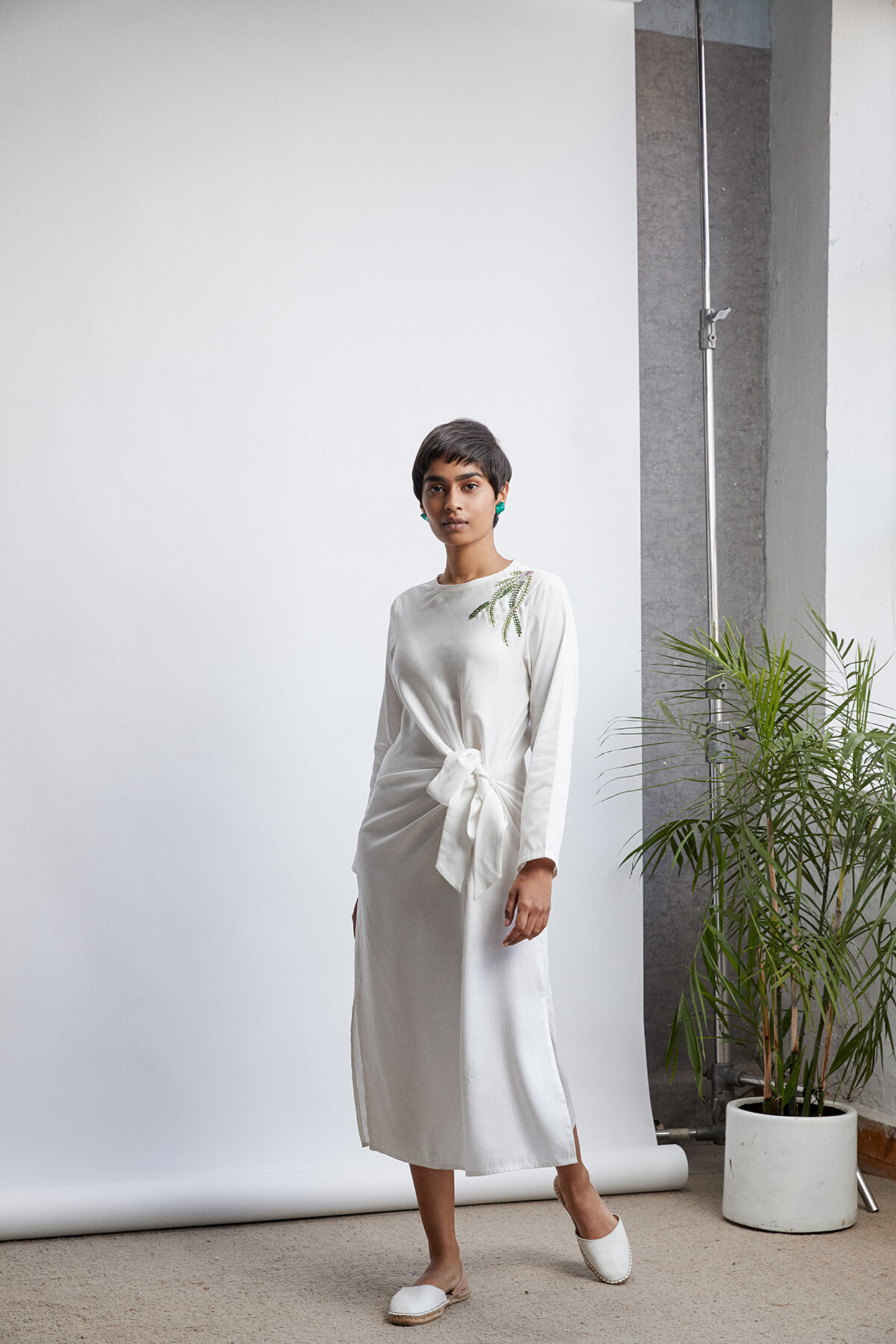 Fern Me Away knotted tencel midi dress