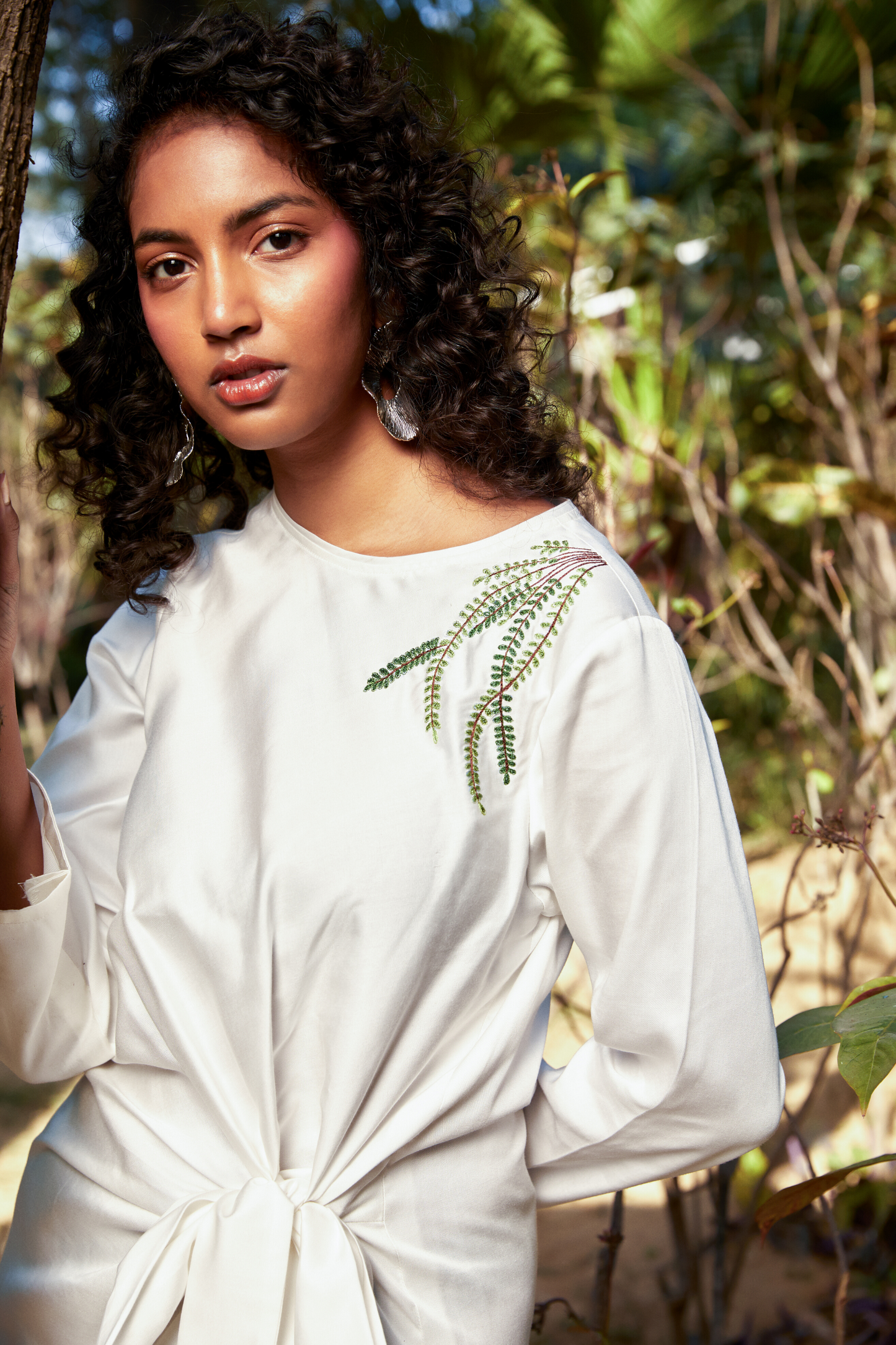 Fern Me Away knotted tencel midi dress