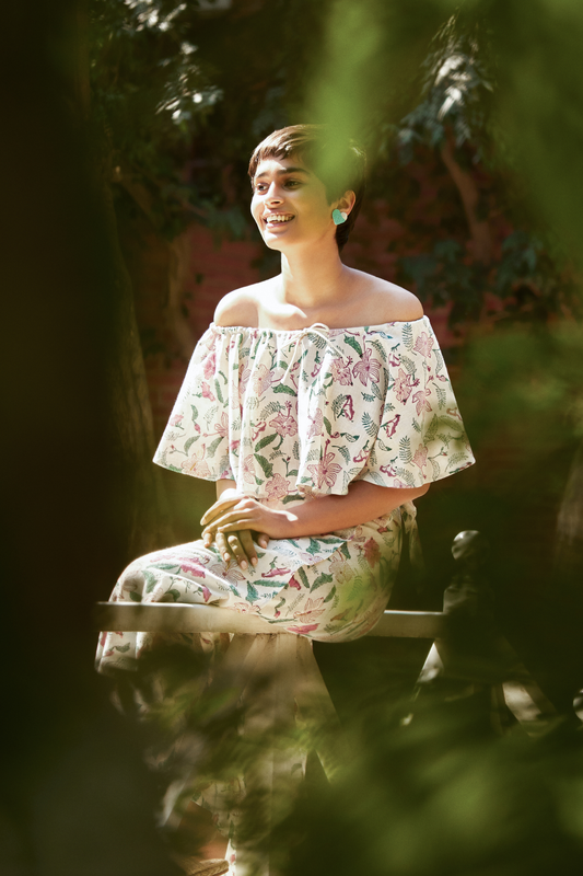 Hibiscusy Summer handwoven organic cotton top