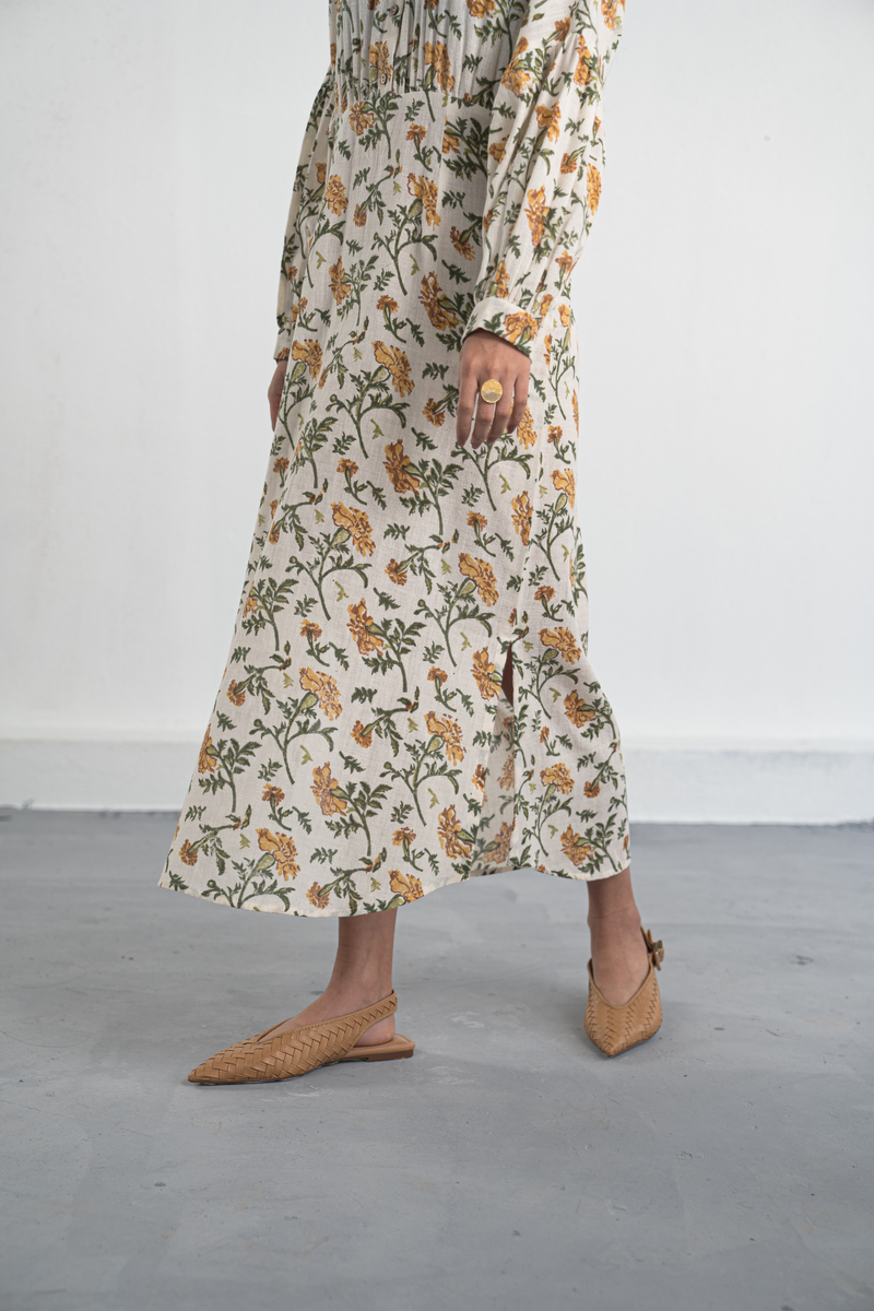 Marigold Memories handwoven organic cotton maxi dress