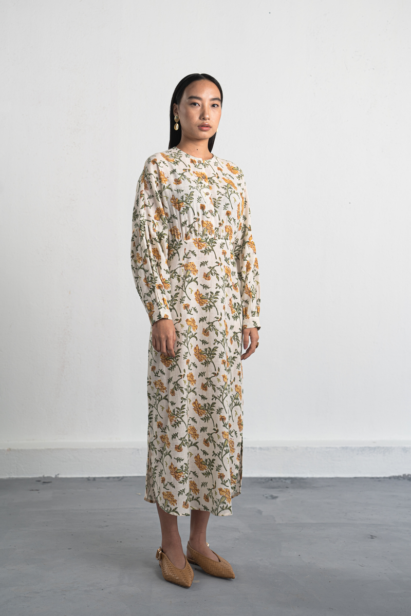Marigold Memories handwoven organic cotton maxi dress