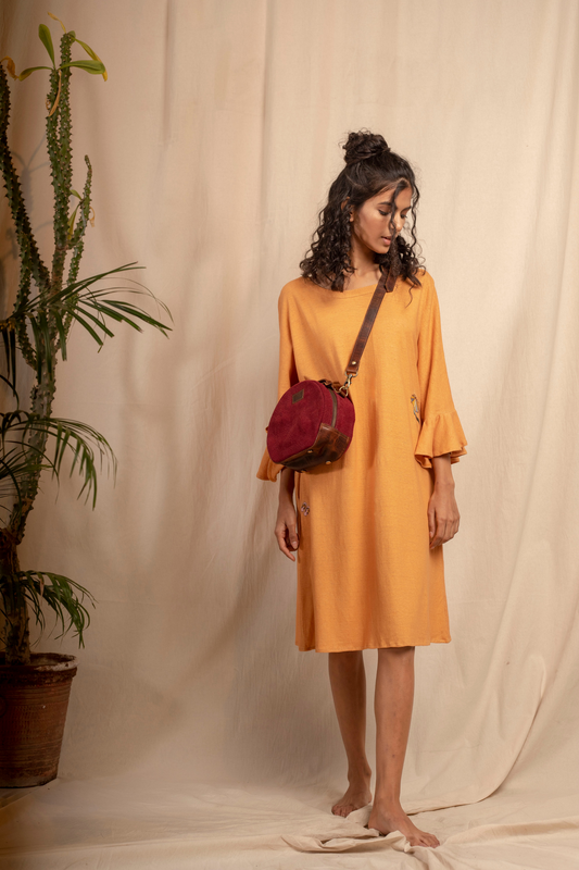  Sui | NEROLI hand-embroidered, naturally dyed hemp knit casual shift dress from Granita Summer Collection 2019