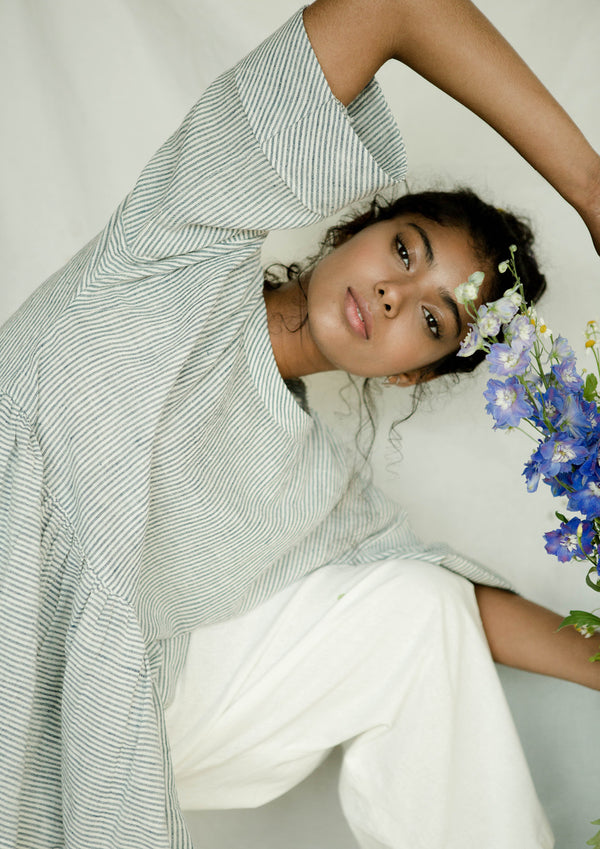 Sui | PALM LOVE (HANDWOVEN EDITION) embroidered, handwoven organic cotton anti-fit peplum top from Basic-ally Sui Basics Collection 2019