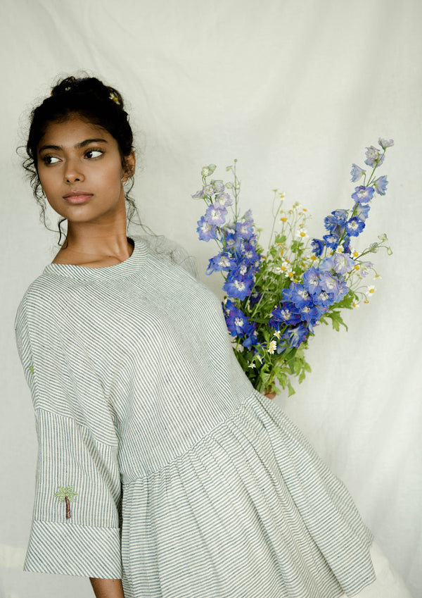 palm love flared sleeve organic cotton top