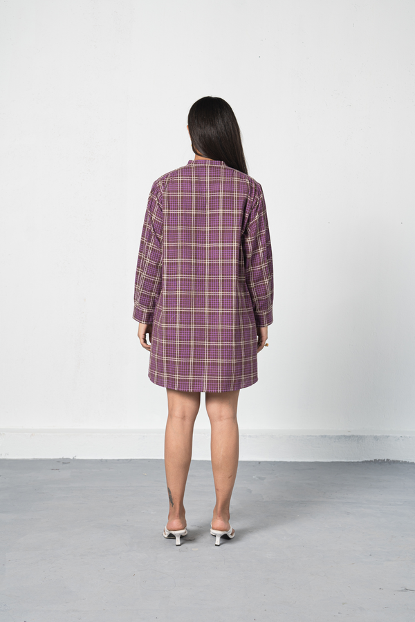 Purple Fields handwoven organic cotton shirt dress