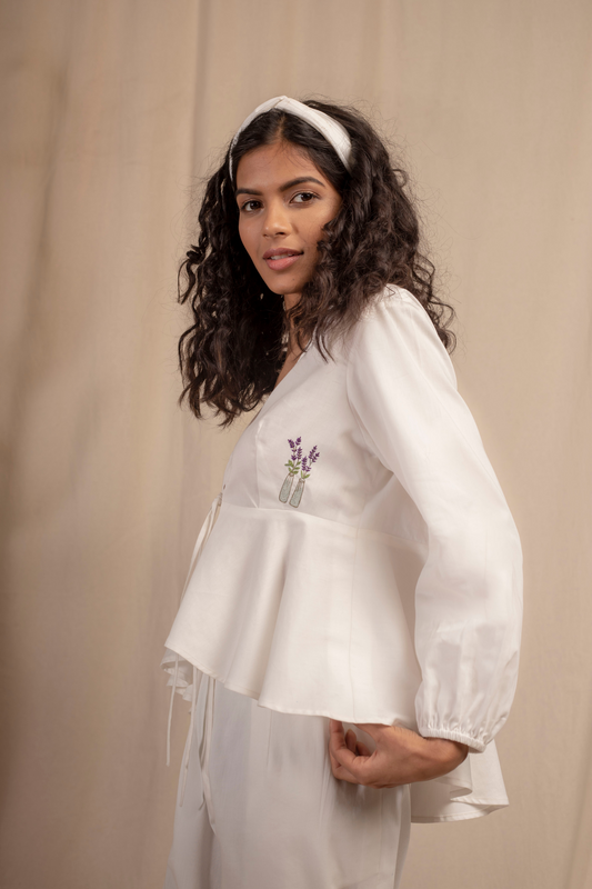 Sui | ROSALBA embroidered organic cotton asymmetrical crop top from Granita Summer Collection 2019
