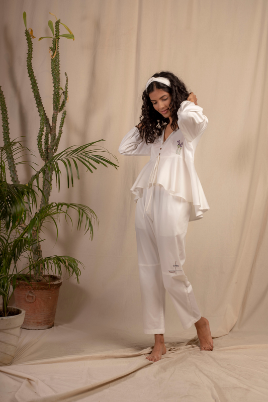 Rosalba organic cotton white casual pants