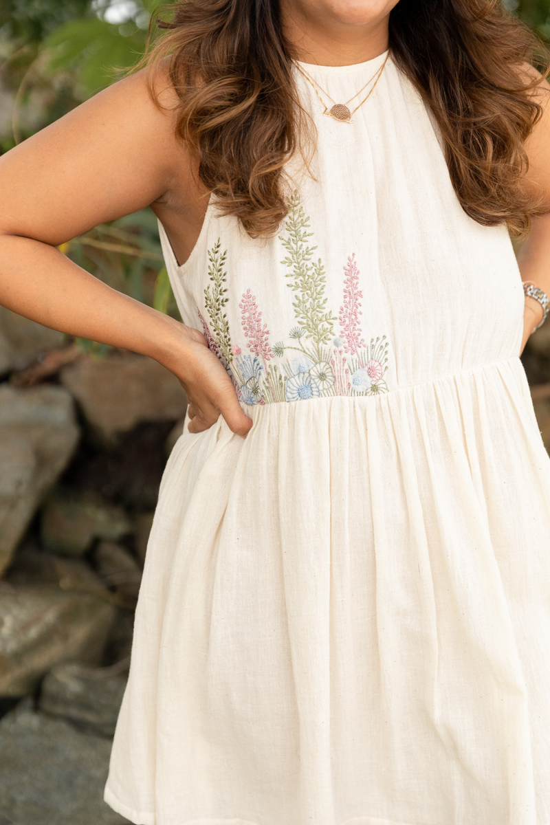 Sea of Flowers halter neck handwoven dress