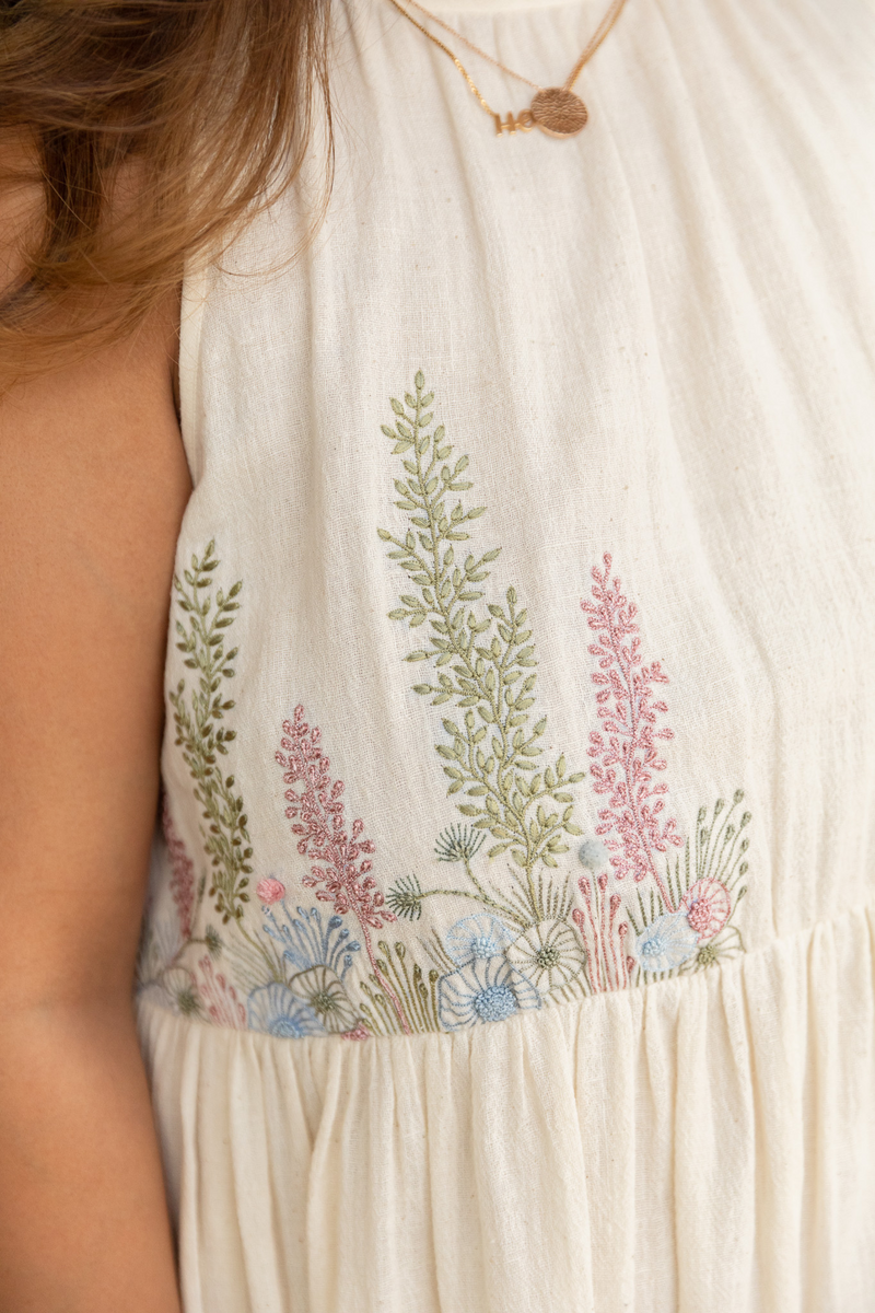 Sea of Flowers halter neck handwoven dress