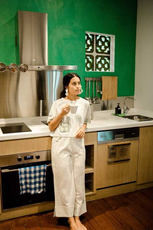 Sui | SIMPLY GREEN embroidered handwoven organic cotton casual trousers from Basic-ally Sui 2.0 Collection 2019