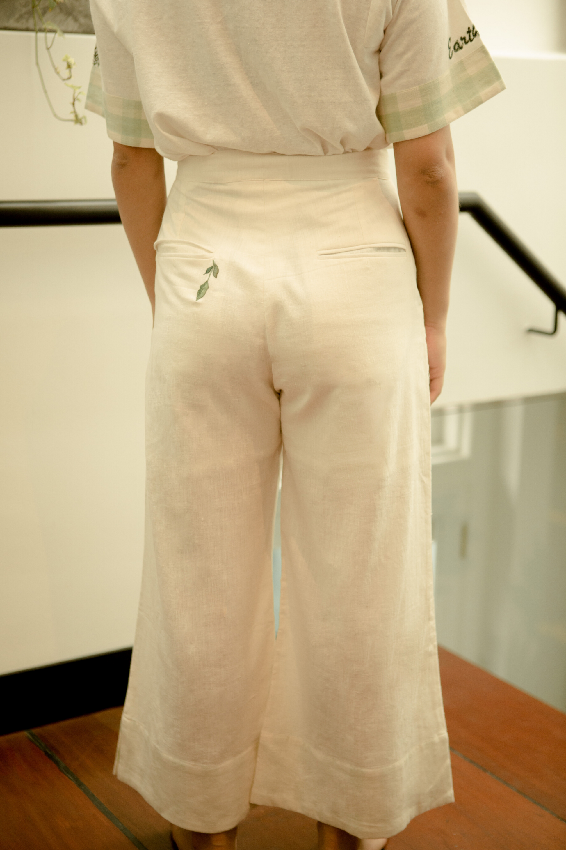 Sui | SIMPLY GREEN embroidered handwoven organic cotton casual trousers from Basic-ally Sui 2.0 Collection 2019
