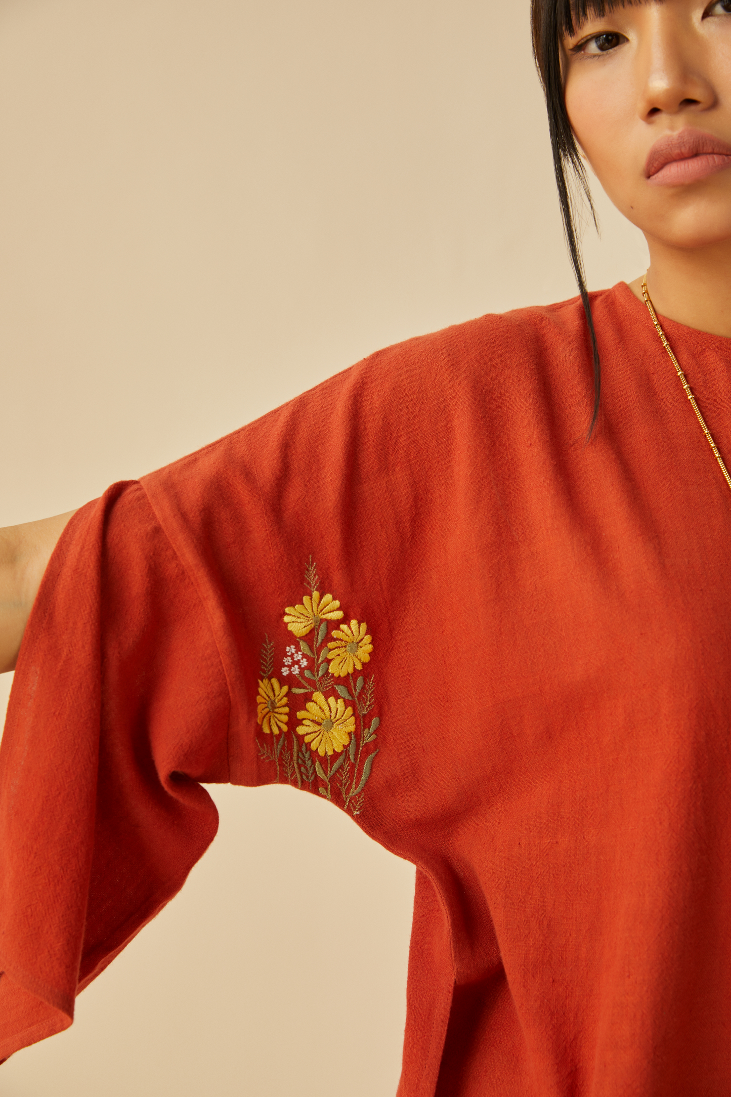 Sunflower Meadow handwoven organic cotton top