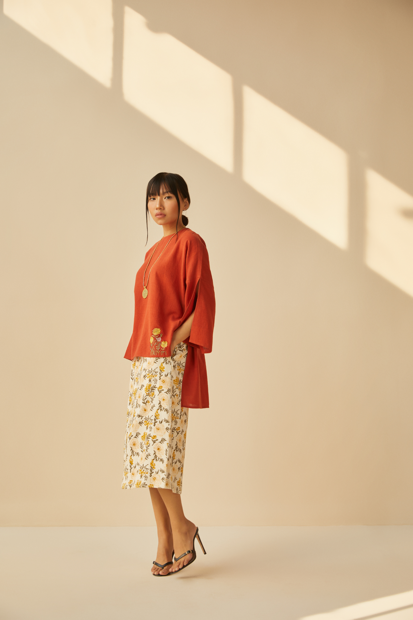 Sunflower Meadow handwoven organic cotton top