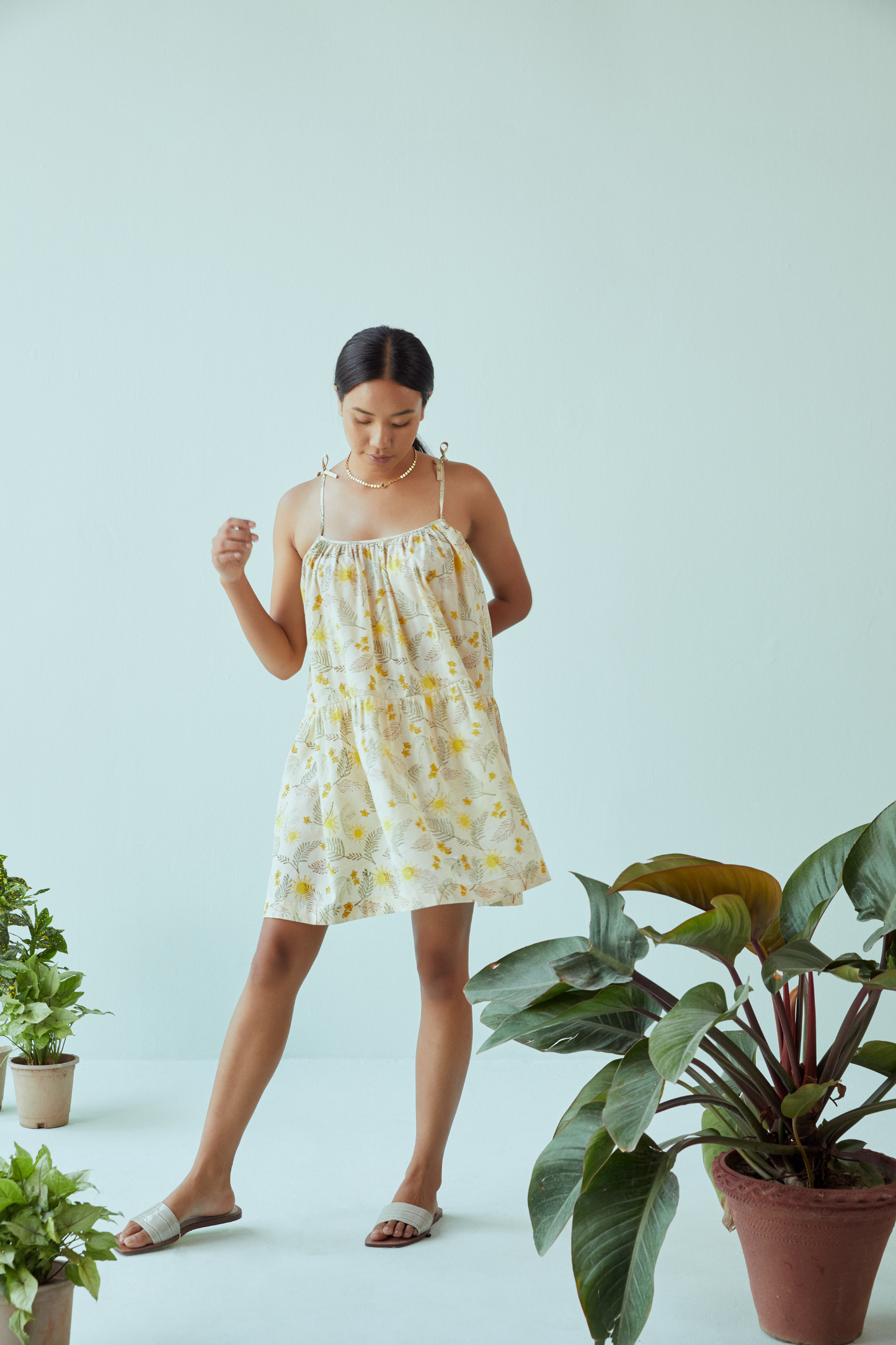 Sunny Palms lyocell spaghetti dress