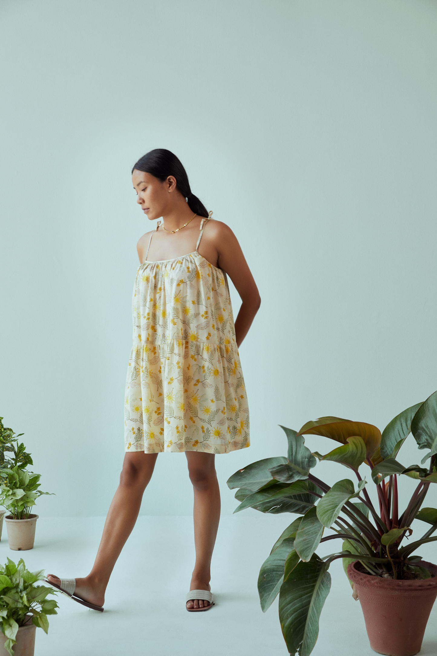 Sunny Palms lyocell spaghetti dress