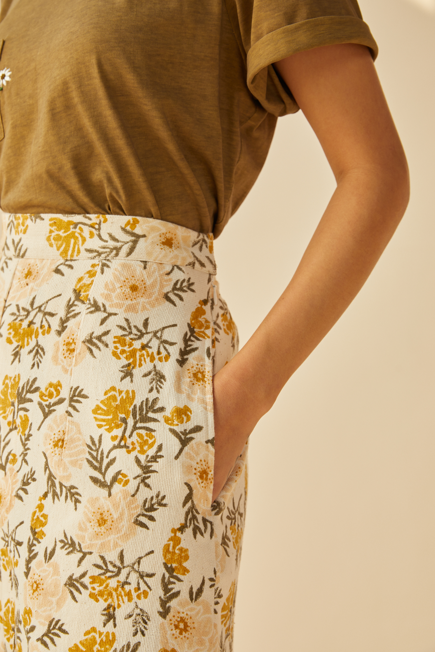 Sunshine Poppy handwoven organic cotton skirt