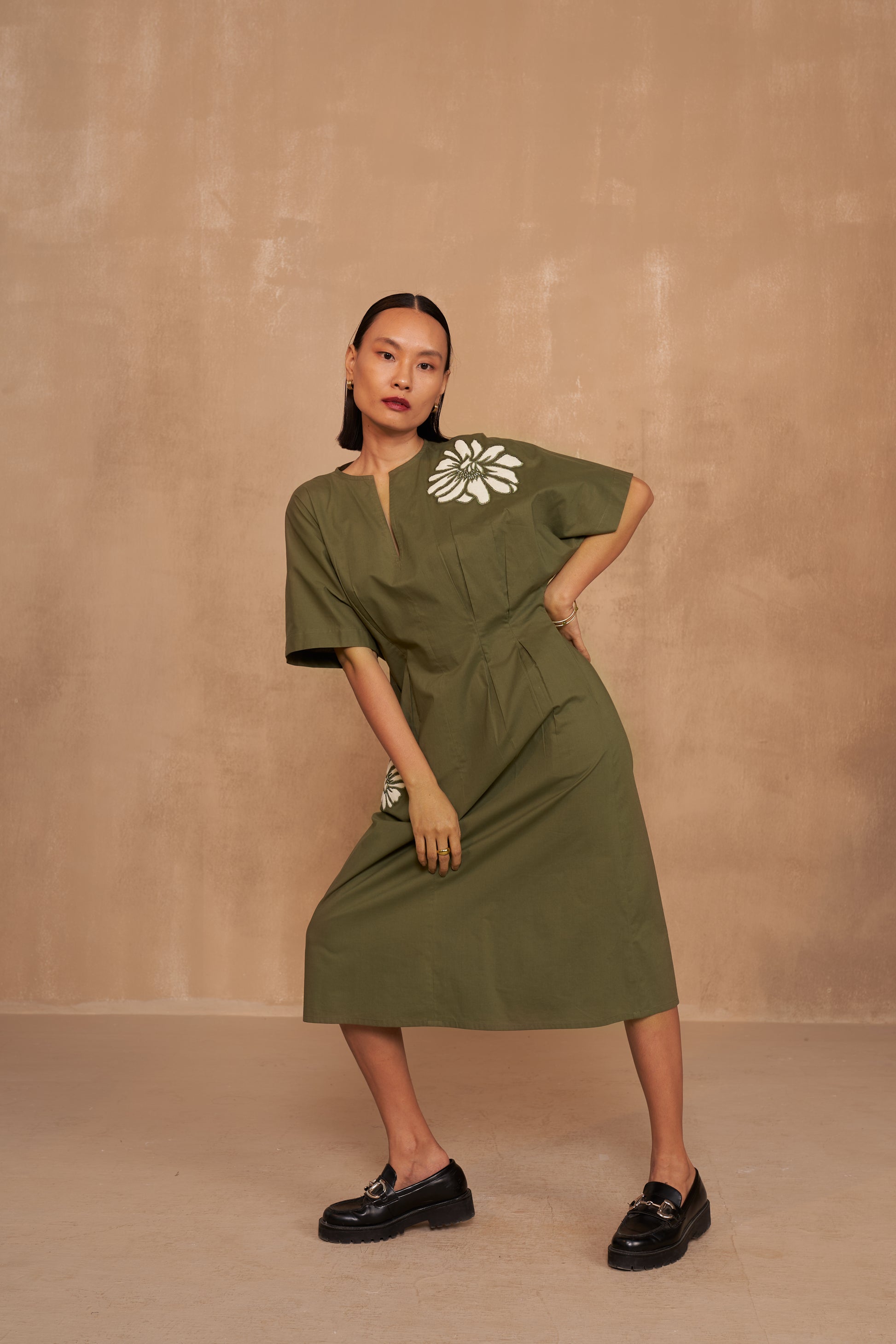 Sweet Cosmos Organic Cotton Midi Dress