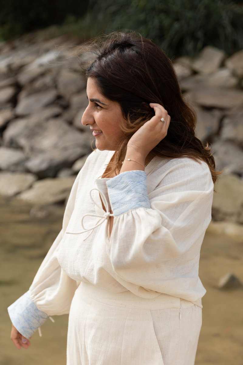 The Everyday Wavy handwoven organic cotton blouse