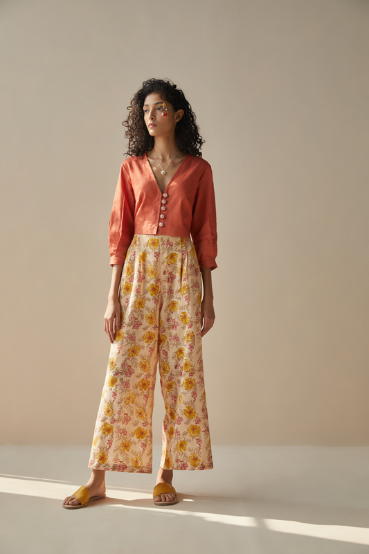 The Flower Power handwoven organic cotton trousers