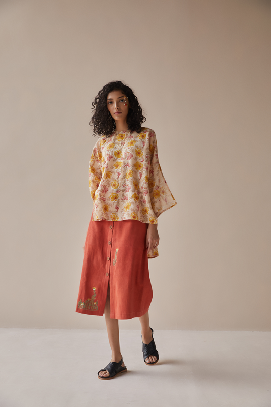 The poppy power handwoven organic cotton top